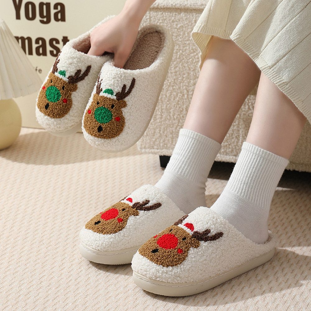 Coonoor Damen Herren Weihnachten Hausschuhe Bequeme Warme Pantoffeln Plüsch Hausschuhe Weicher Plüsch Trendiger Slipper drinnen und draußen