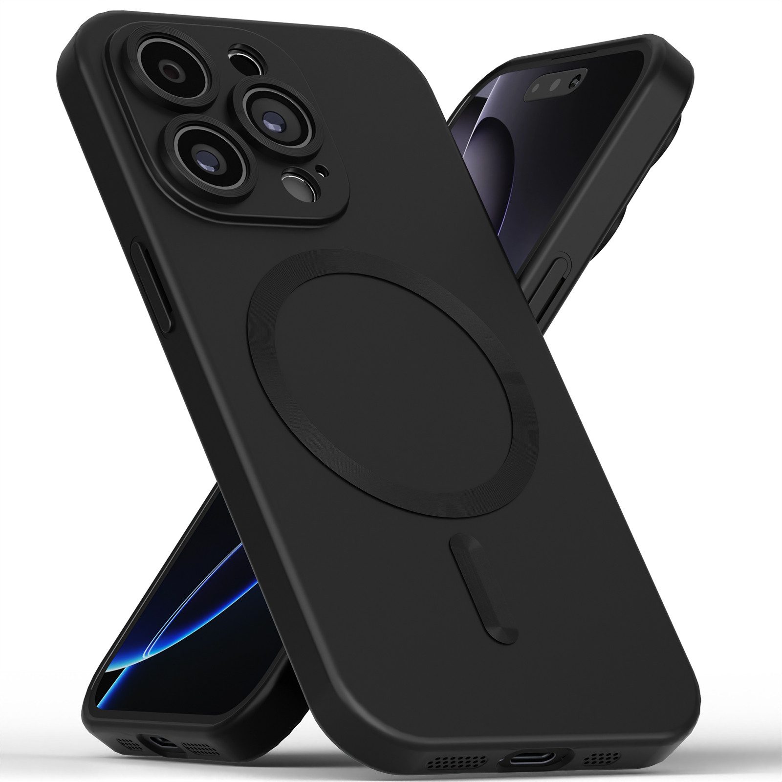 GreenHec Handyhülle Hülle iPhone 16 15 14 13 Pro Max Plus Slim MagSafe Case Dünn Handy 7 Zoll, Cover Bumper Schutzhülle Blau Silber Grau Rose Kameraschutz