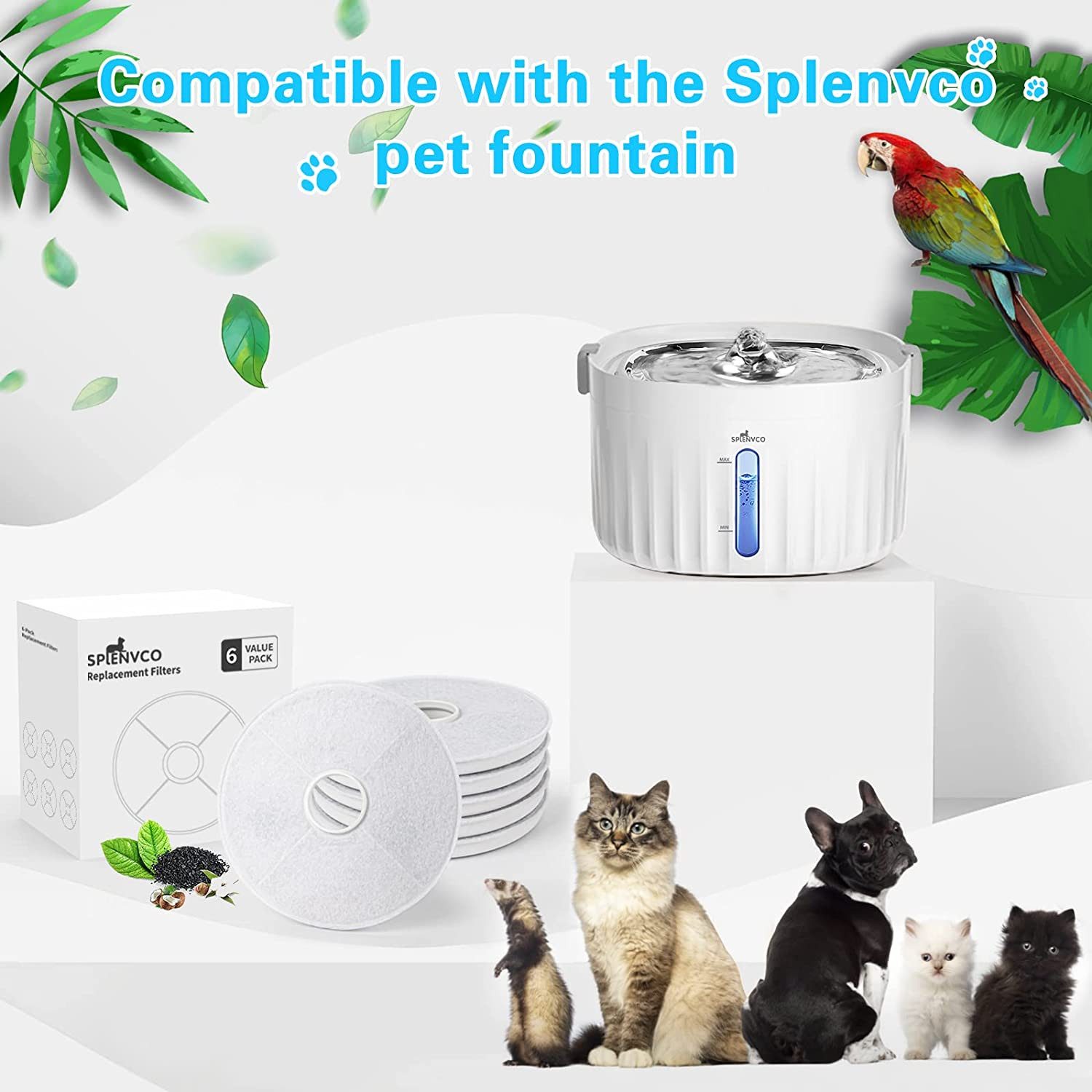 Drenice Trinkbrunnen 6 PCS Katzenbrunnen Filter, Ersatzfilter mit Harz und günstig online kaufen