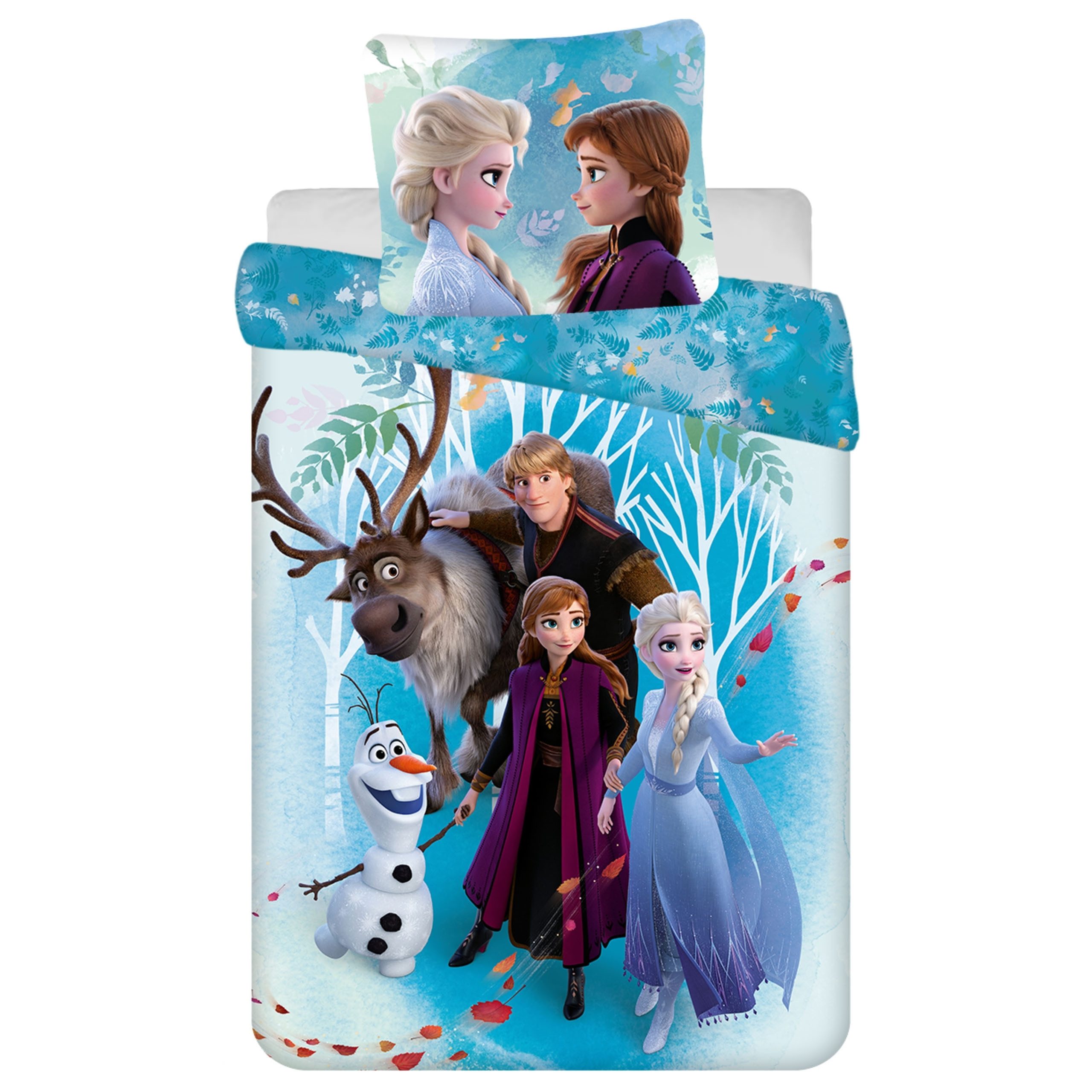 Disney Frozen Kinderbettwäsche DISNEY Frozen Bettwäsche 160x200+70x80, blau, Baumwolle, doppelseitig