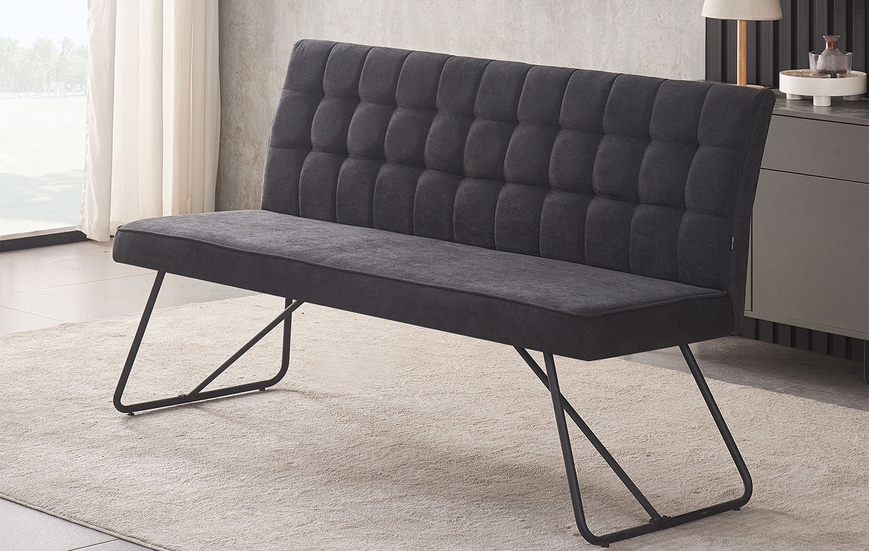 B&D home Essbank LINA, gepolstert, stabiles Metallgestell, mit Rückenlehne, in 140 oder 160cm