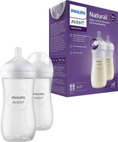 Philips AVENT Babyflasche Natural Response SCY906/02, 2 Stück, 330ml, ab dem 3. Monat