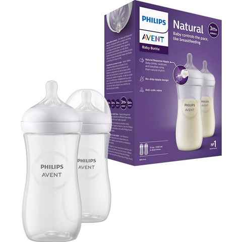 Philips AVENT Babyflasche Natural Response SCY906/02, 2 Stück, 330ml, ab dem 3. Monat