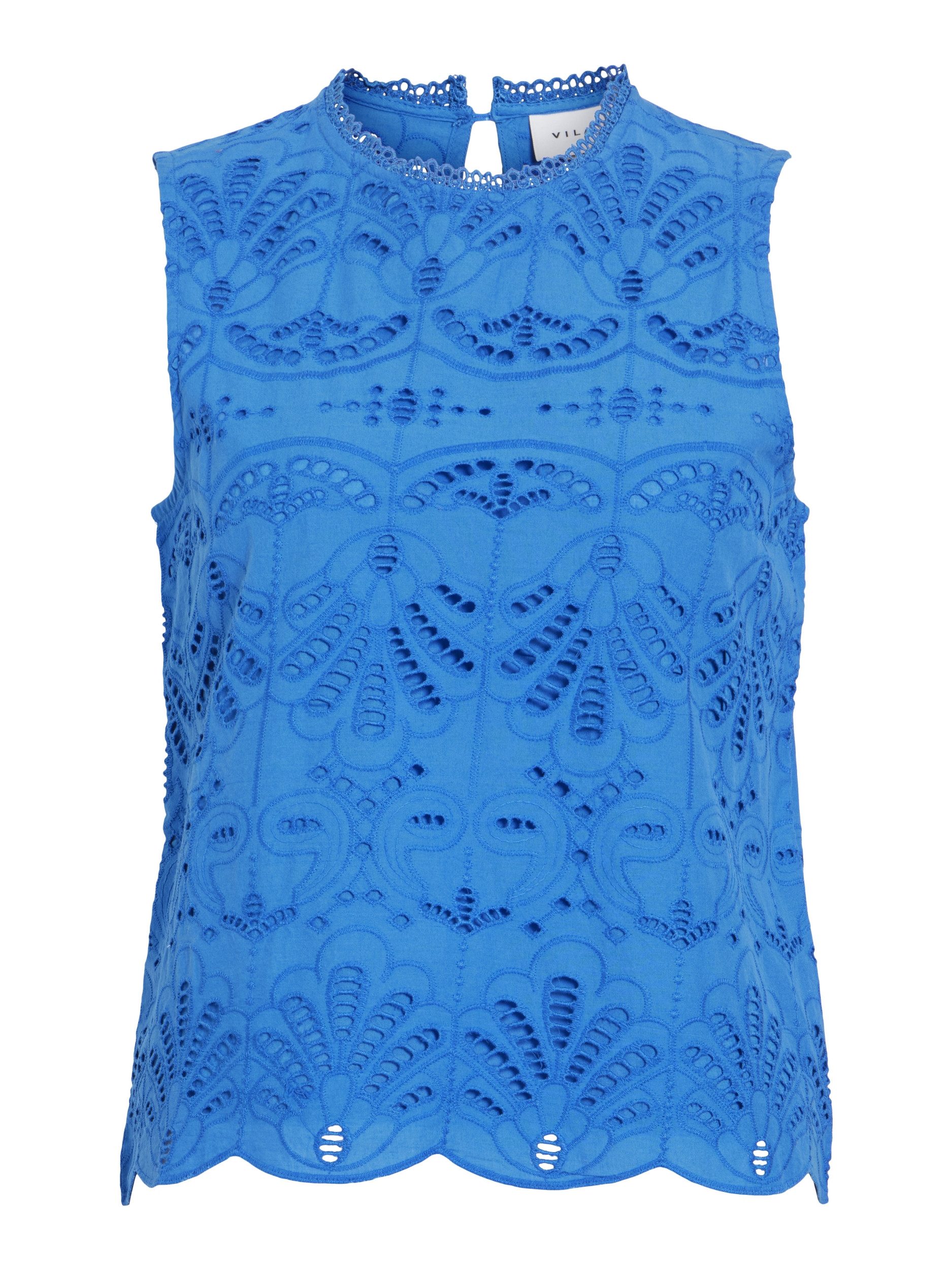 Vila Blusentop VIYARA O-NECK SL BRODERI ANGLAISE T