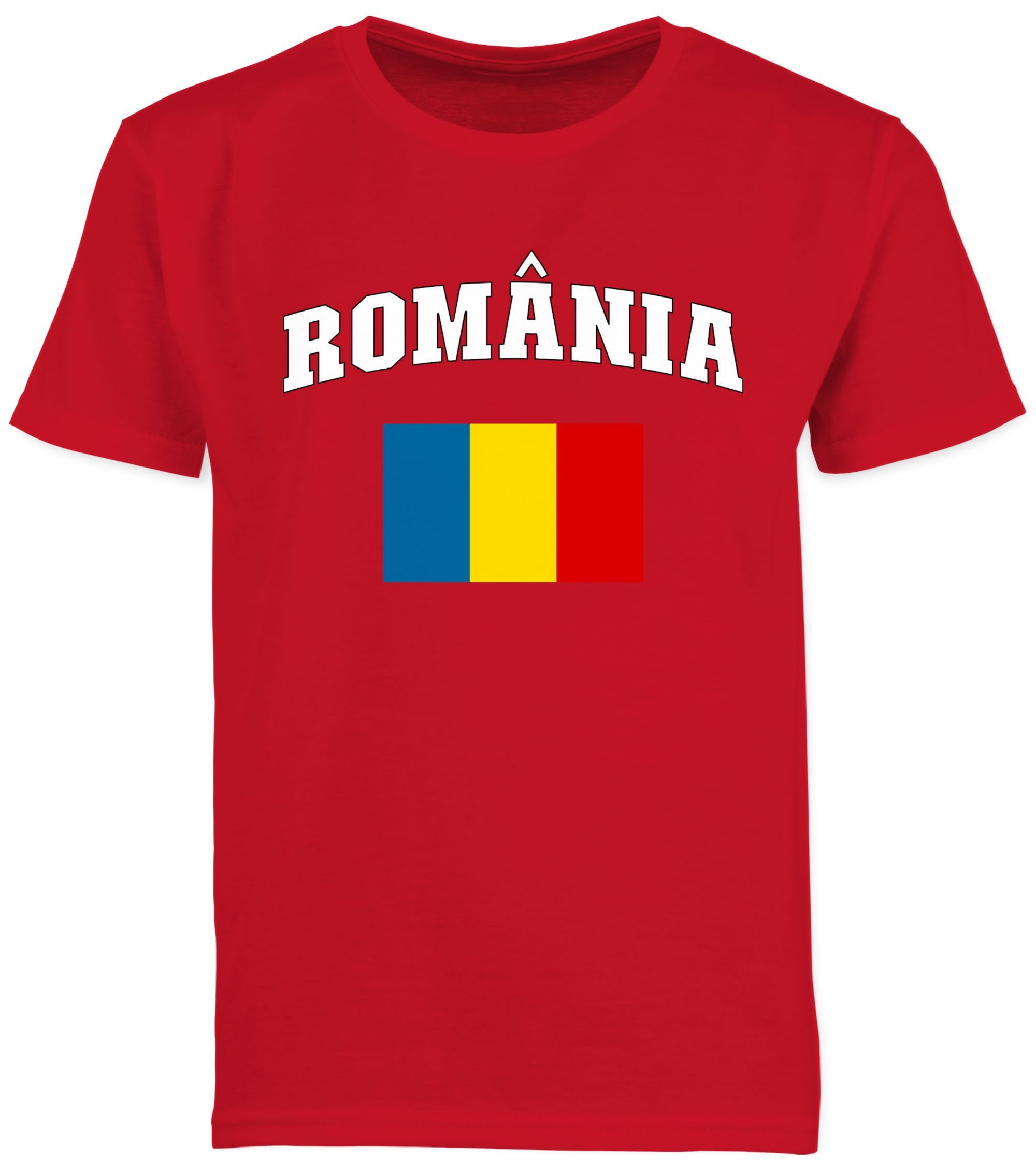 Shirtracer T-Shirt România Schriftzug mit Flagge, Rumänisch, Romania, Rumänien (1-tlg) 2026 Fussball WM Fanartikel