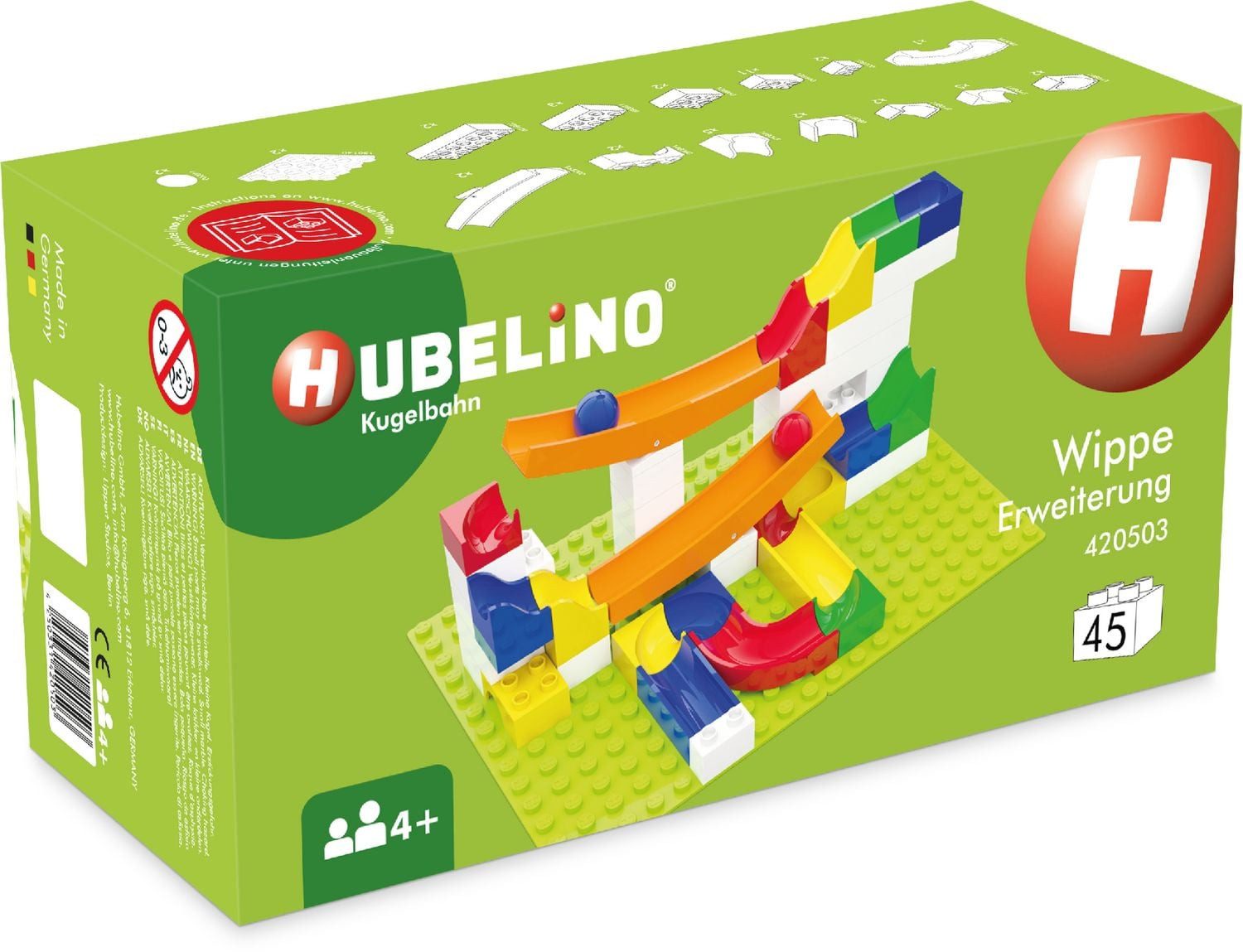 Hubelino Spiel HUBELINO Kugelbahn Wippe Erweiterung (43-teilig)
