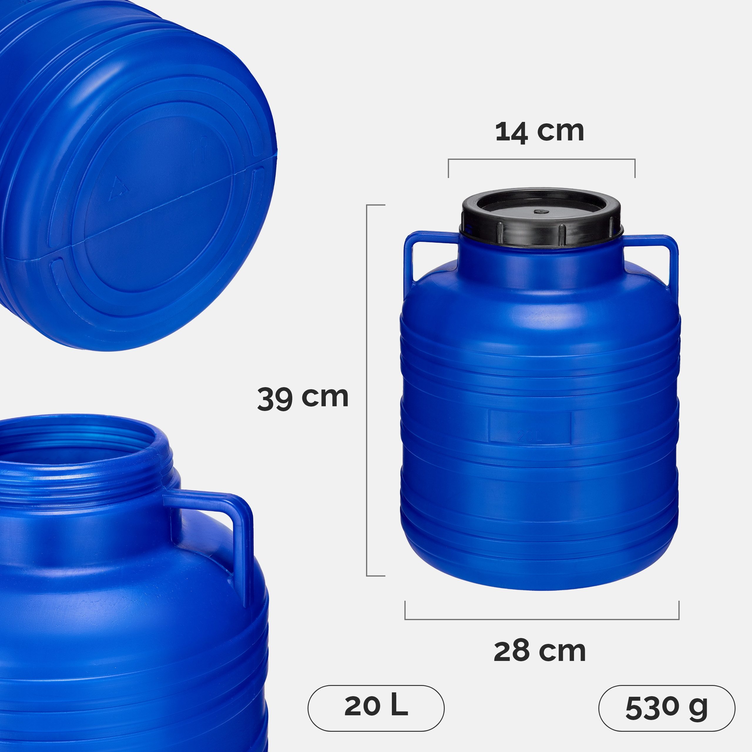 Garronda Regentonne Set 20 Liter Futtertonne BPA-frei Lebensmittel-Fass GD-0126, 20 l, (2-tlg), BPA-Frei