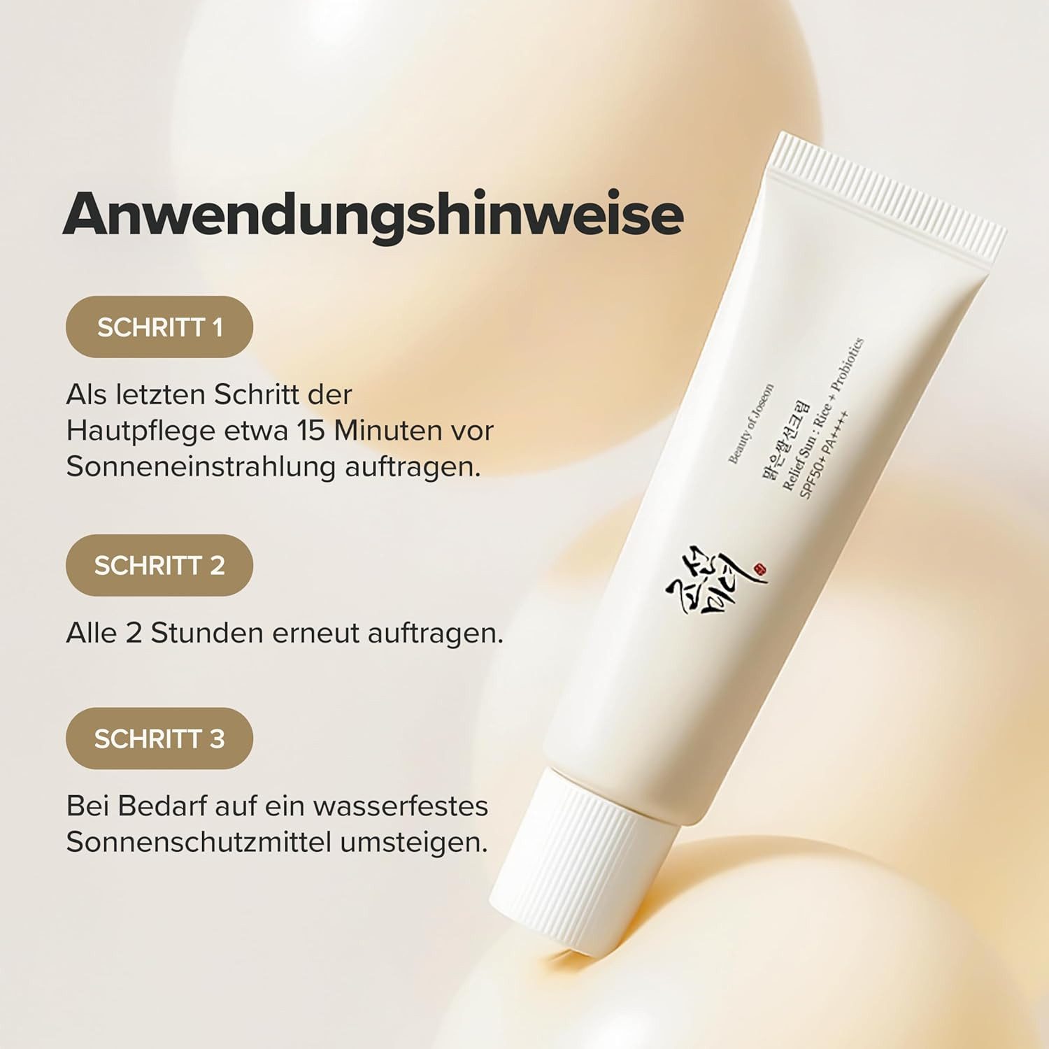 Beauty of Joseon Sonnenschutzcreme Relief Sun Rice + Probiotics SPF 50+ Doppelpack 2×50 ml – leichte, Sonnencreme mit hohem UVA/UVB-Schutz, 119-tlg., pflegender Rice & Probiotics Formel, Niacinamid & Ginseng, ideal für alle Hauttypen