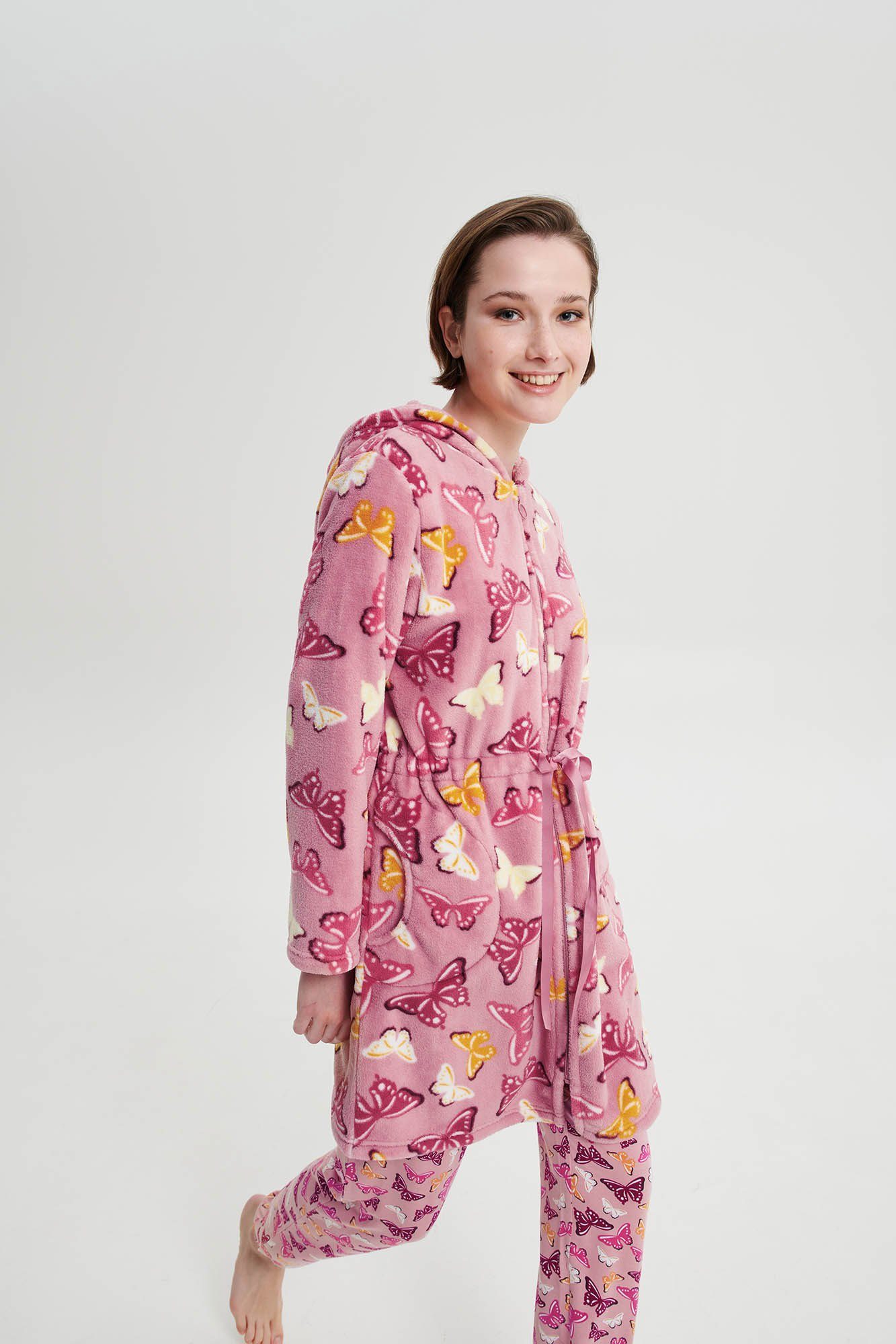 Vamp Damenbademantel VAMP lingerie, Polyester, Kapuze, Reißverschluss