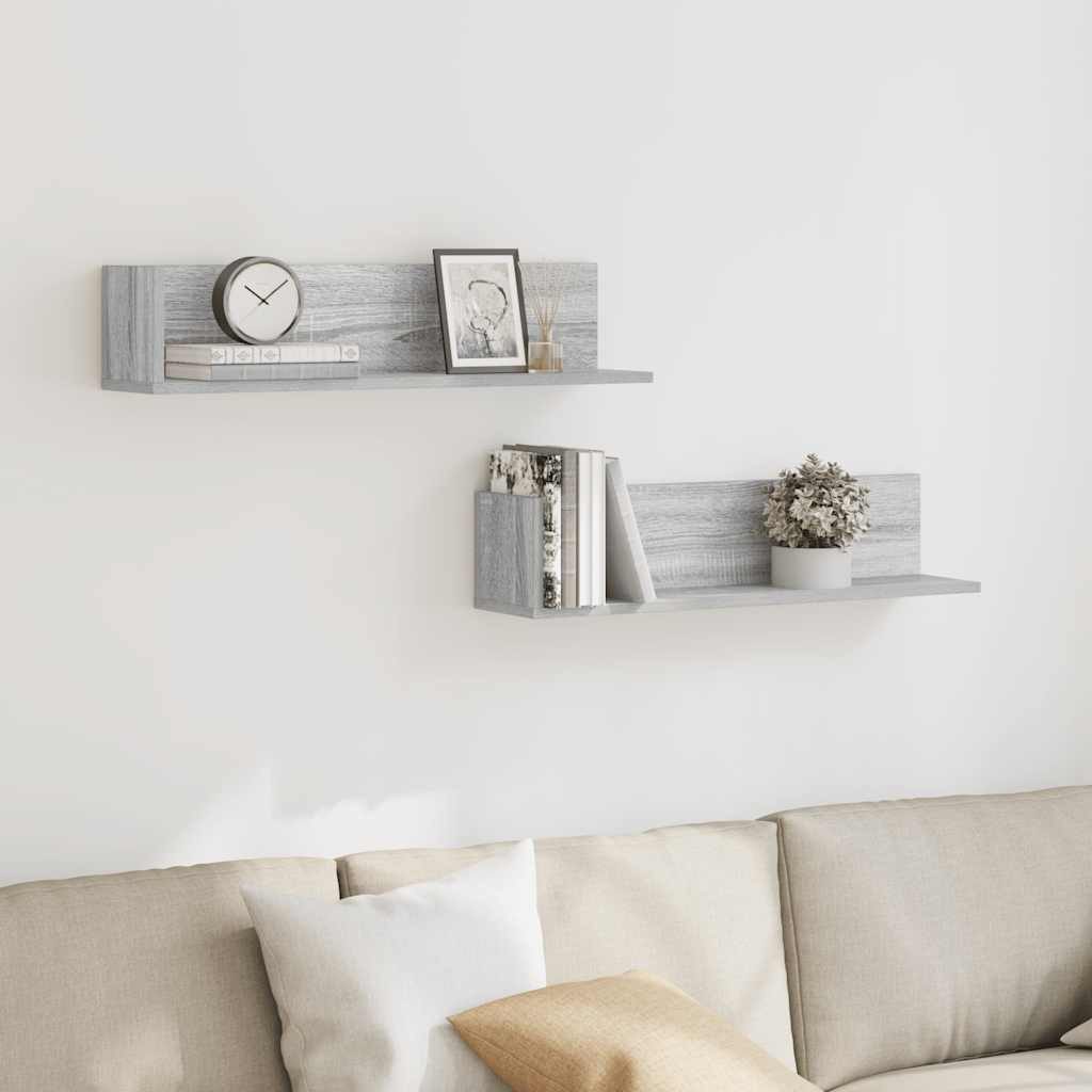 vidaXL Regal Wandregale 2 Stk. Grau günstig online kaufen