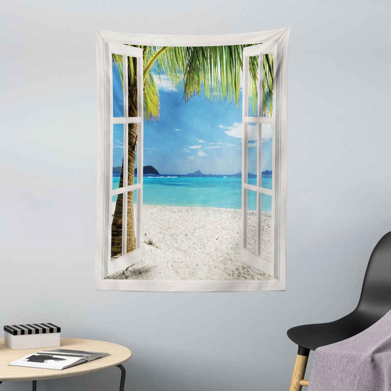 Wandteppich aus Weiches Mikrofaser Stoff Für das Wohn und Schlafzimmer, Abakuhaus, rechteckig, Tropisch Tropical Beach Palmen