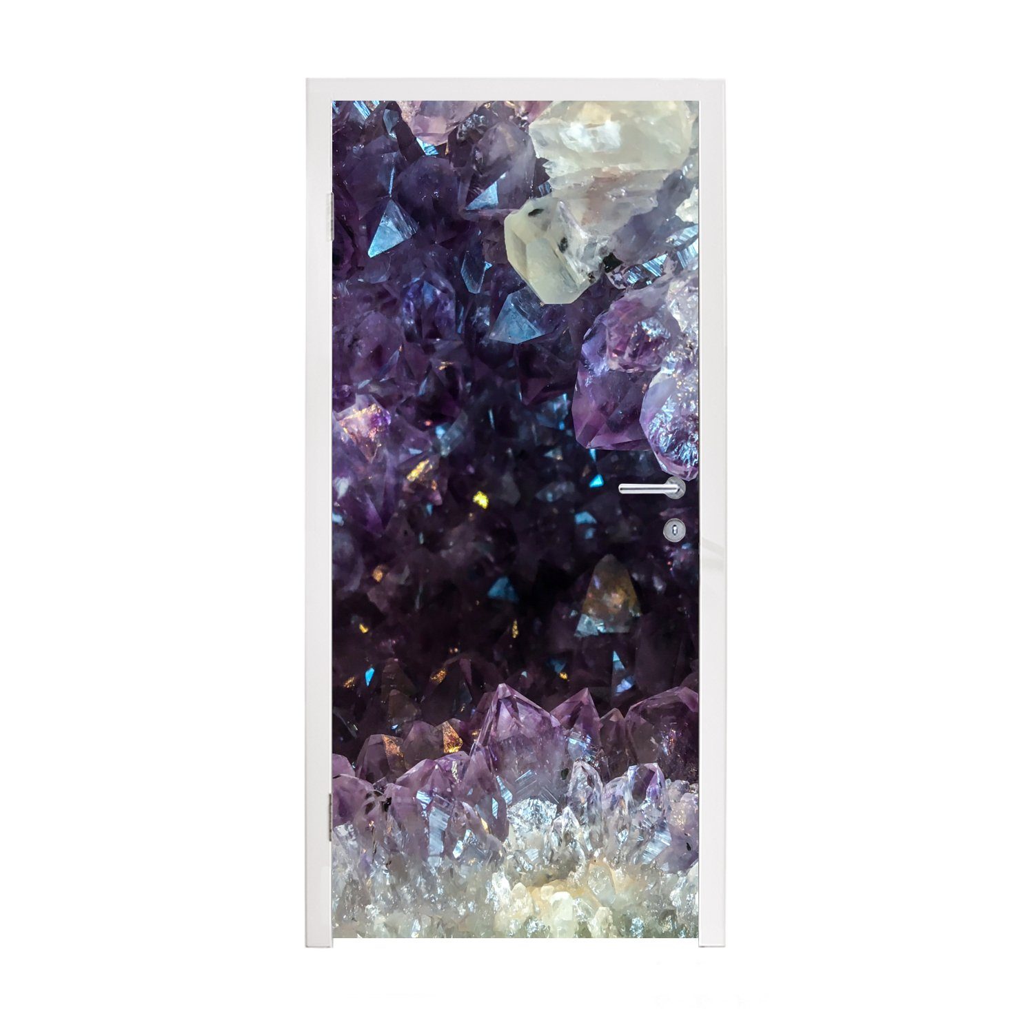 MuchoWow Türtapete Nahaufnahme des Inneren eines Amethysten, Matt, bedruckt, (1 St), Fototapete für Tür, Türaufkleber, 75x205 cm