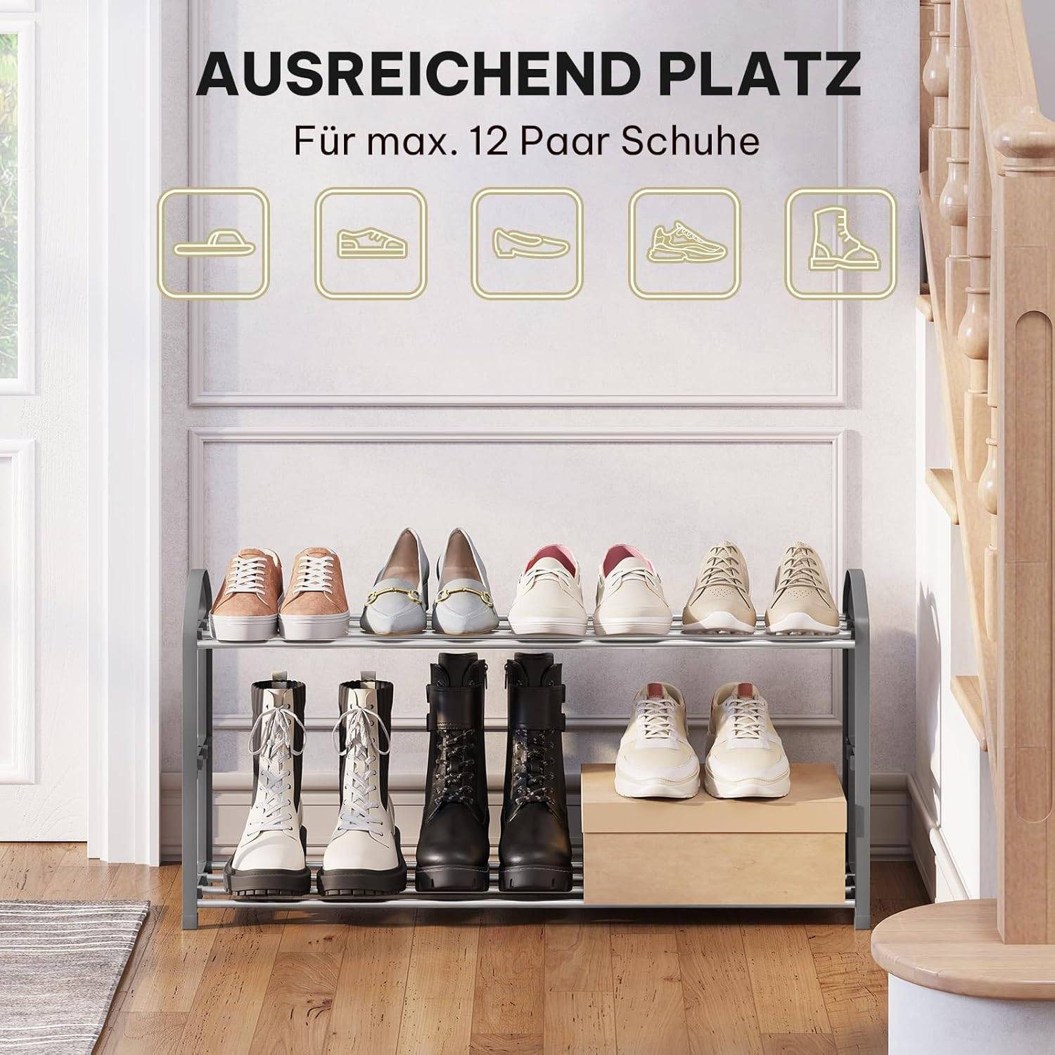 EUGAD Schuhregal, 1-tlg., 3-Ebenen–Metallrohrgestell, für Flur, Wohnzimmer, günstig online kaufen