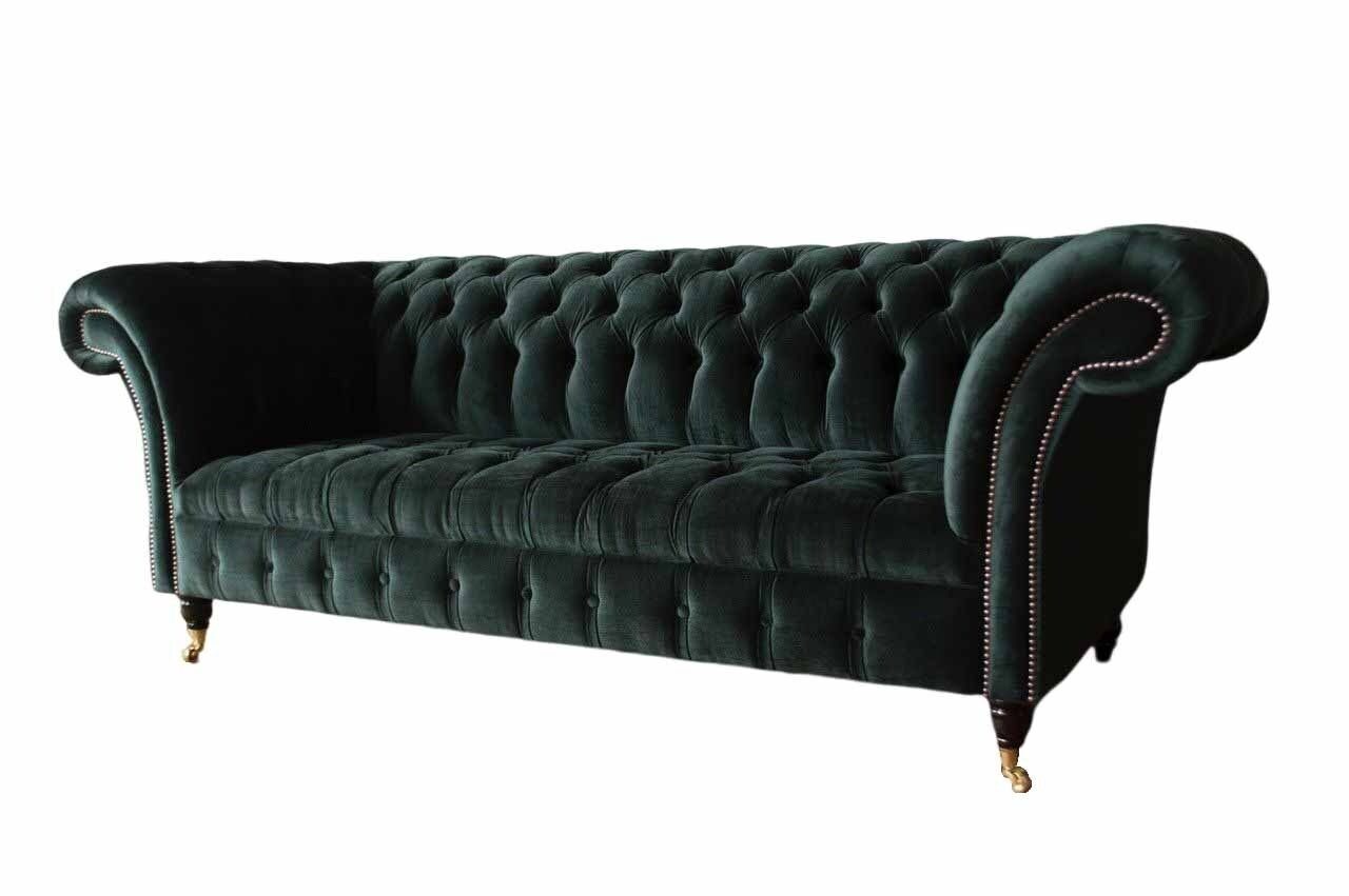 JVmoebel Sofa Chesterfield Design 3 Europe Stoff Grün Sofa In Polster Neu, Couch Polster Made Sitzer