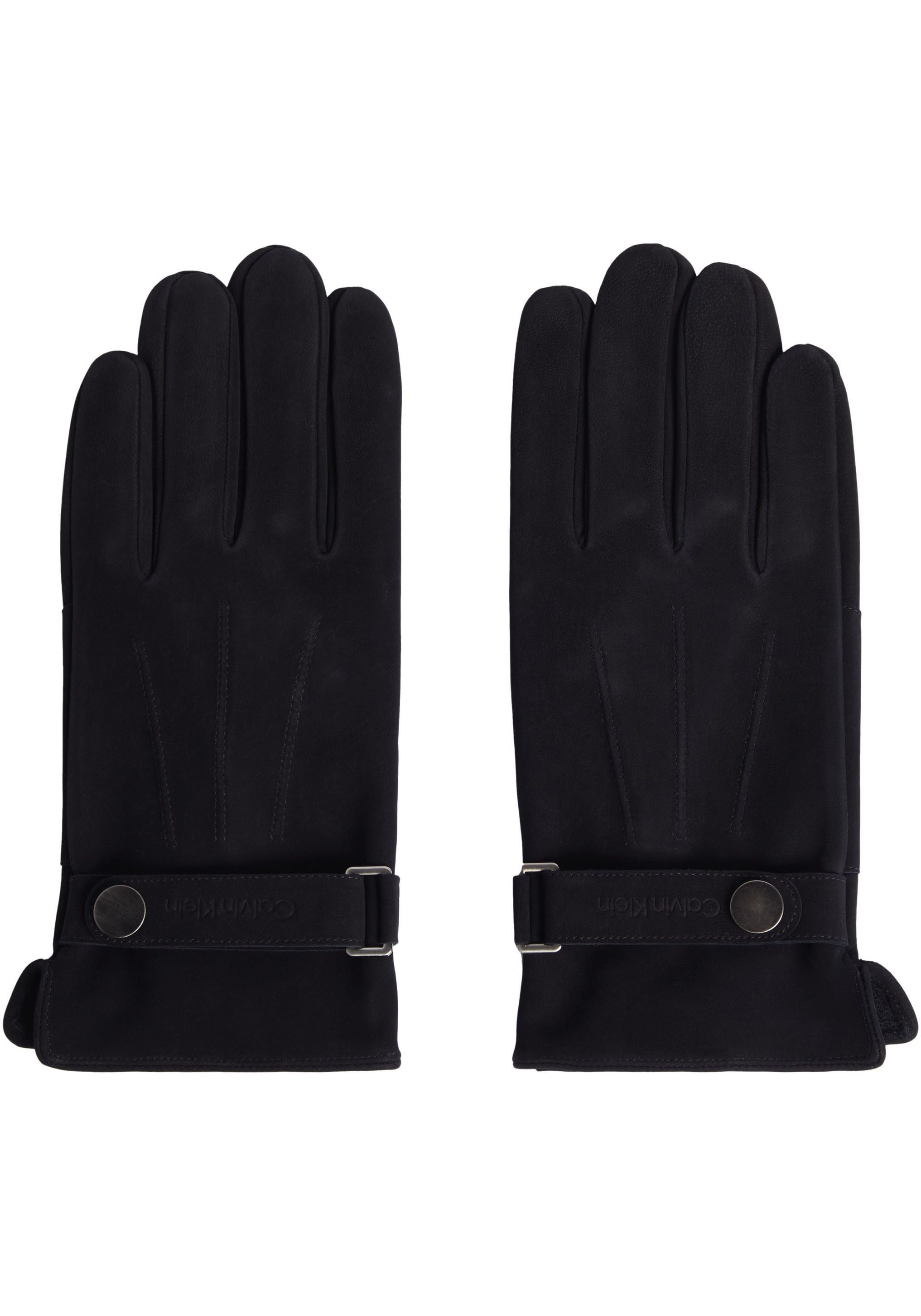 Calvin Klein Lederhandschuhe LEATHER RIVET GLOVES NUBUCK mit Logoschriftzug günstig online kaufen