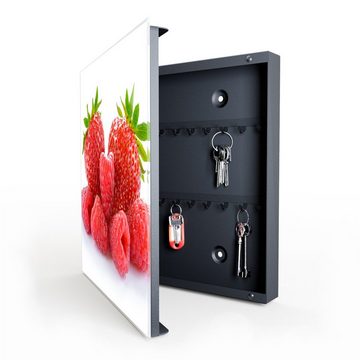 Primedeco Schlüsselkasten Magnetpinnwand mit Glasfront Himbeeren und Erdbeeren (1 St)