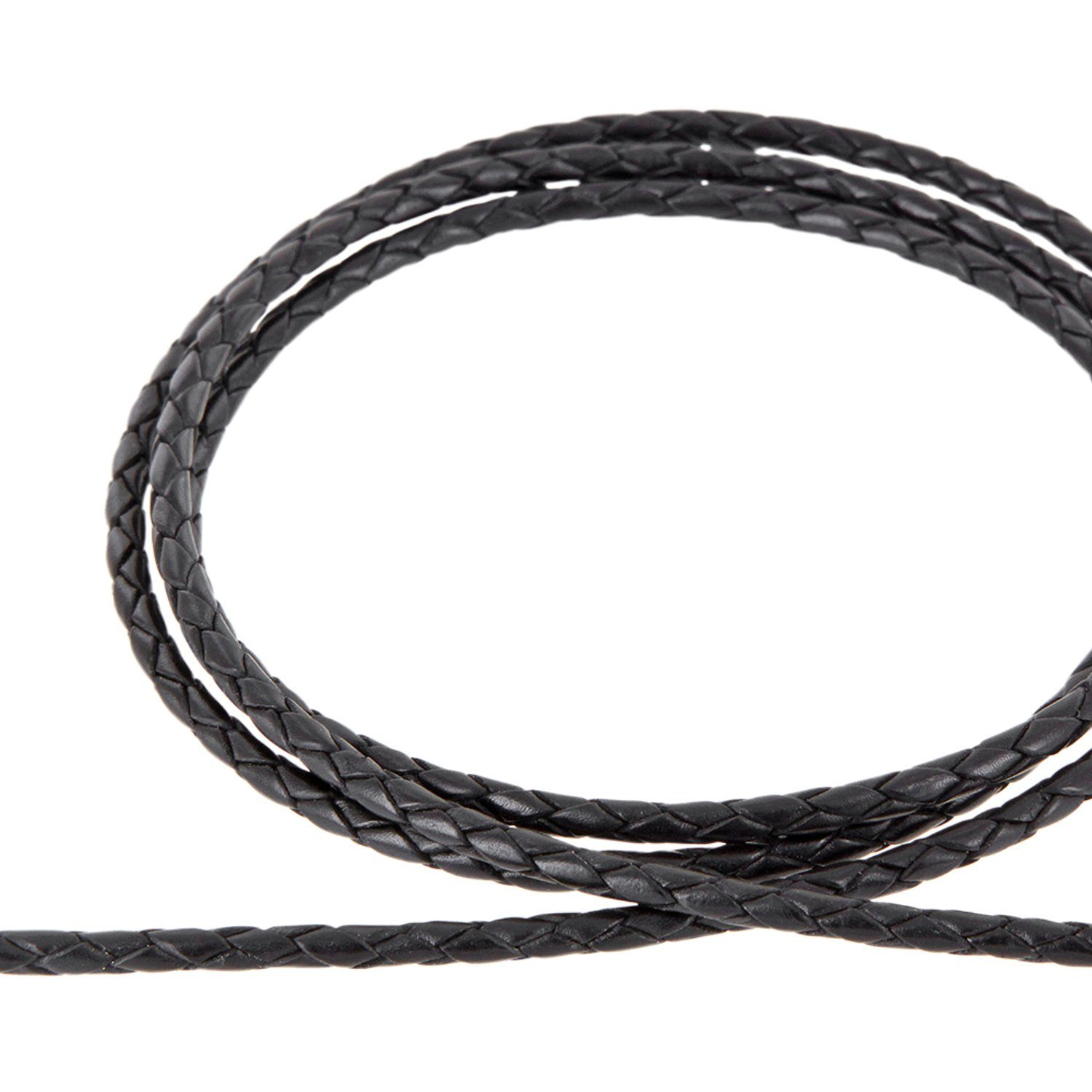 Auroris Bastelnaturmaterial 1m Lederband Lederschnur Lederriemen geflochten Durchmesser 3mm, (Farbe wählbar)