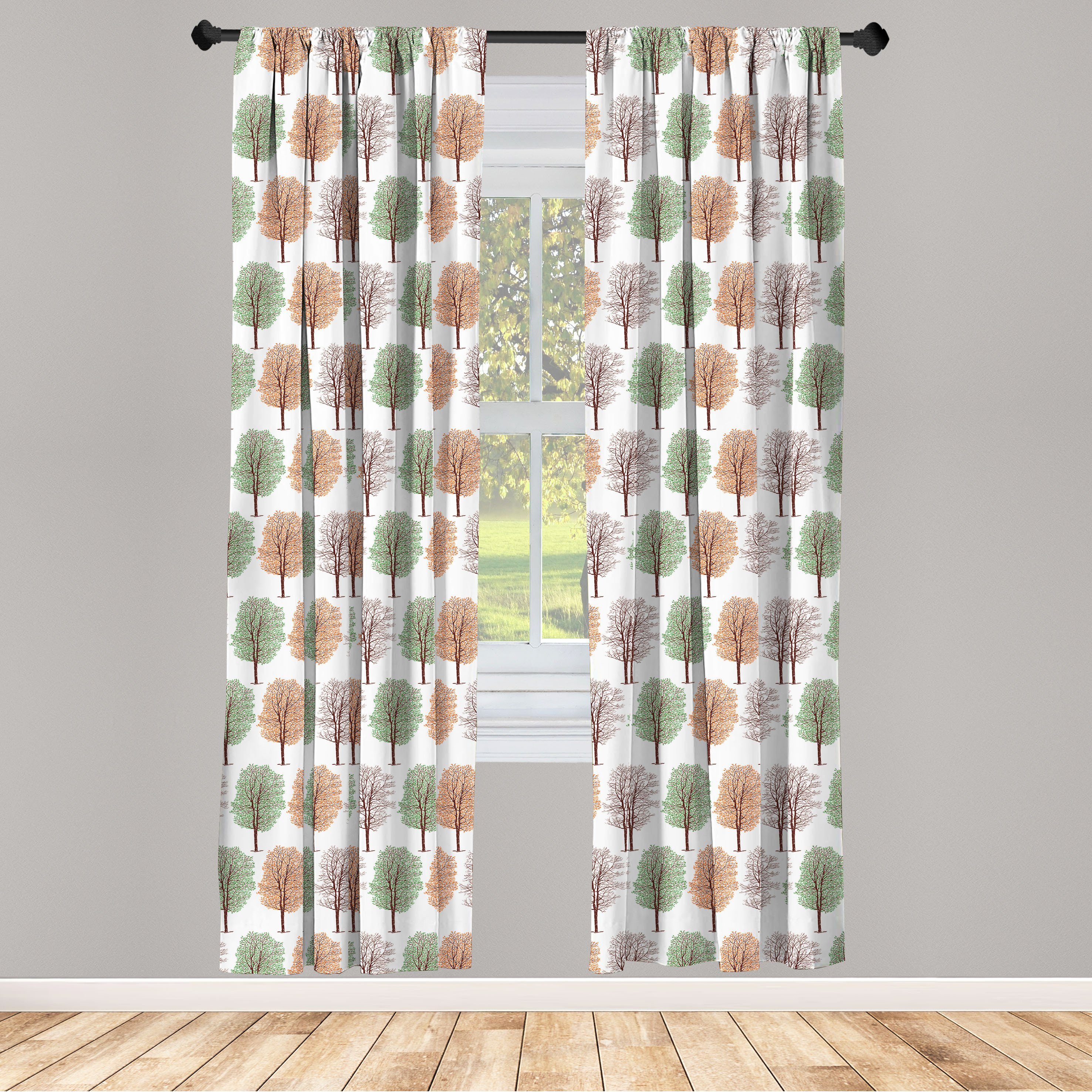 Gardine Vorhang für Wohnzimmer Schlafzimmer Dekor, Abakuhaus, Microfaser, Herbst Bleistift-Skizze Baum-Entwurf