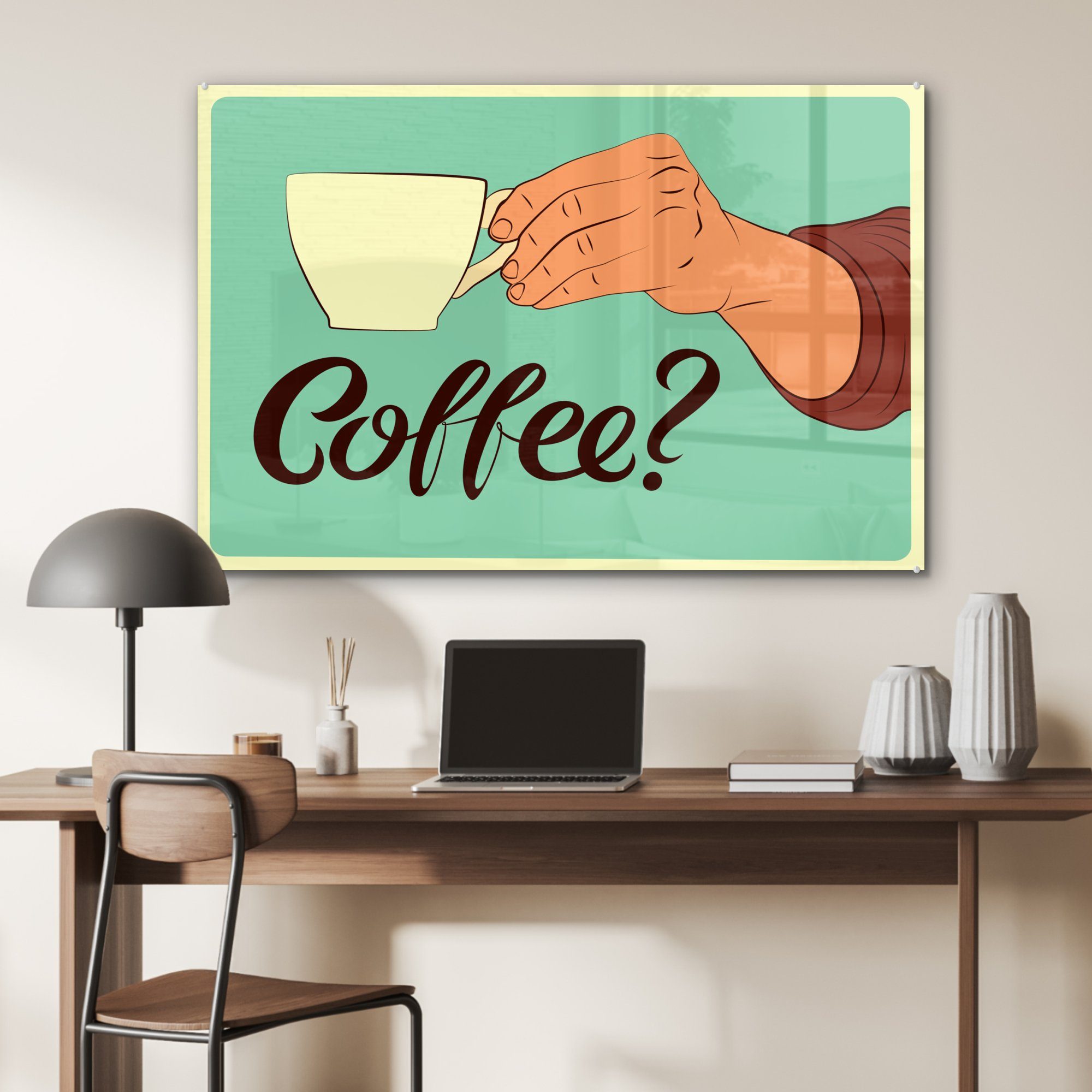 - Kaffee?, St), Acrylglasbilder Vintage & Schlafzimmer (1 Zitate MuchoWow Acrylglasbild - Sprichwörter Wohnzimmer -