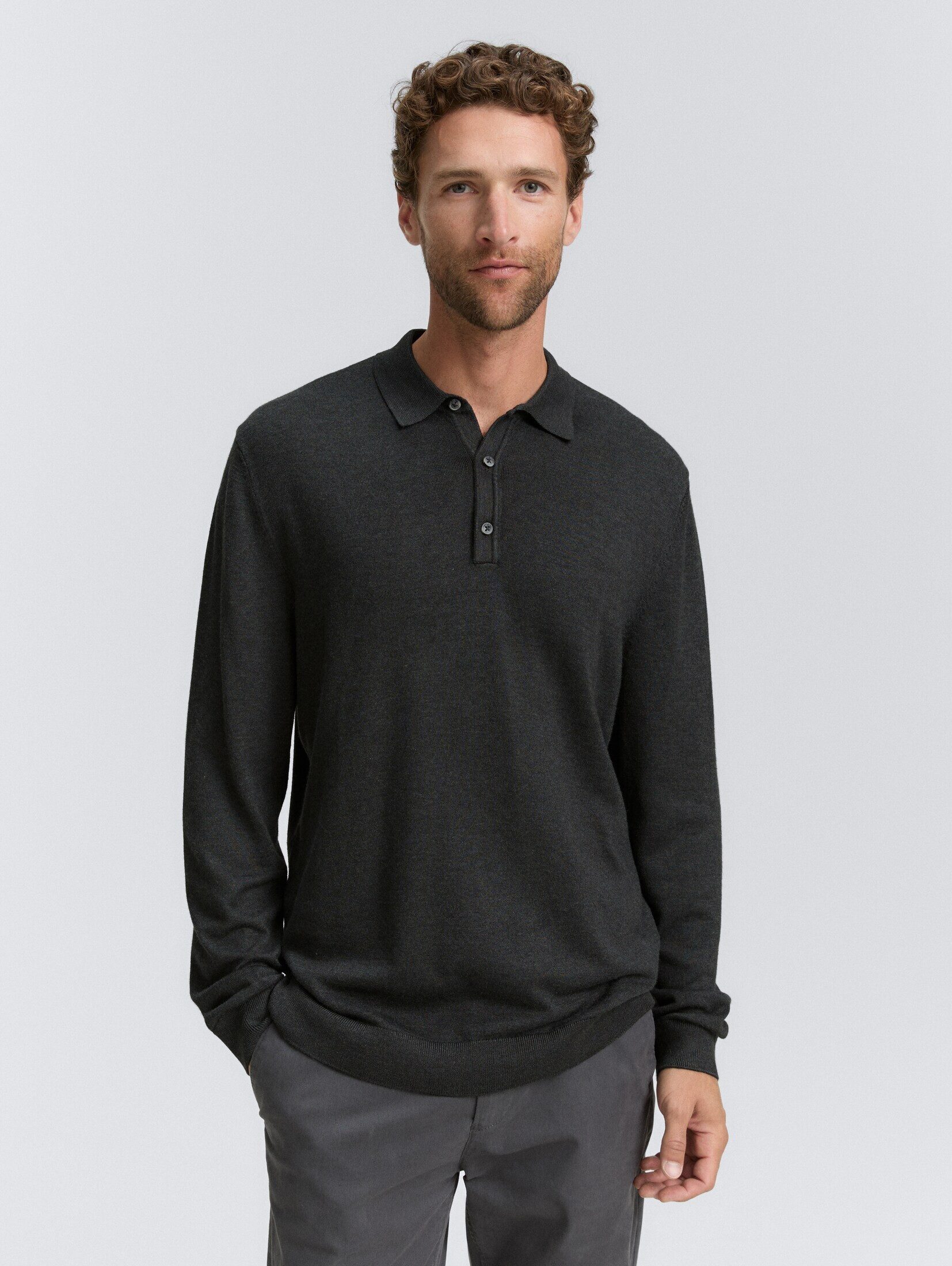 TOM TAILOR Strickpullover Pullover & Strickjacken Strick-Poloshirt aus Visk günstig online kaufen