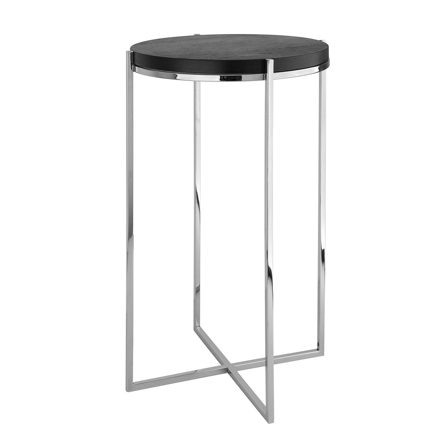 Fink Tabletttisch BRIXTON Beistelltisch - H.52cm x D.35cm - schwarz/silber - Edelstahl (Dekotisch - kleiner Tisch, Dekotisch - kleiner Tisch), Moderner Sofatisch: Vielseitiger Ablagetisch, max. 20 kg belastbar