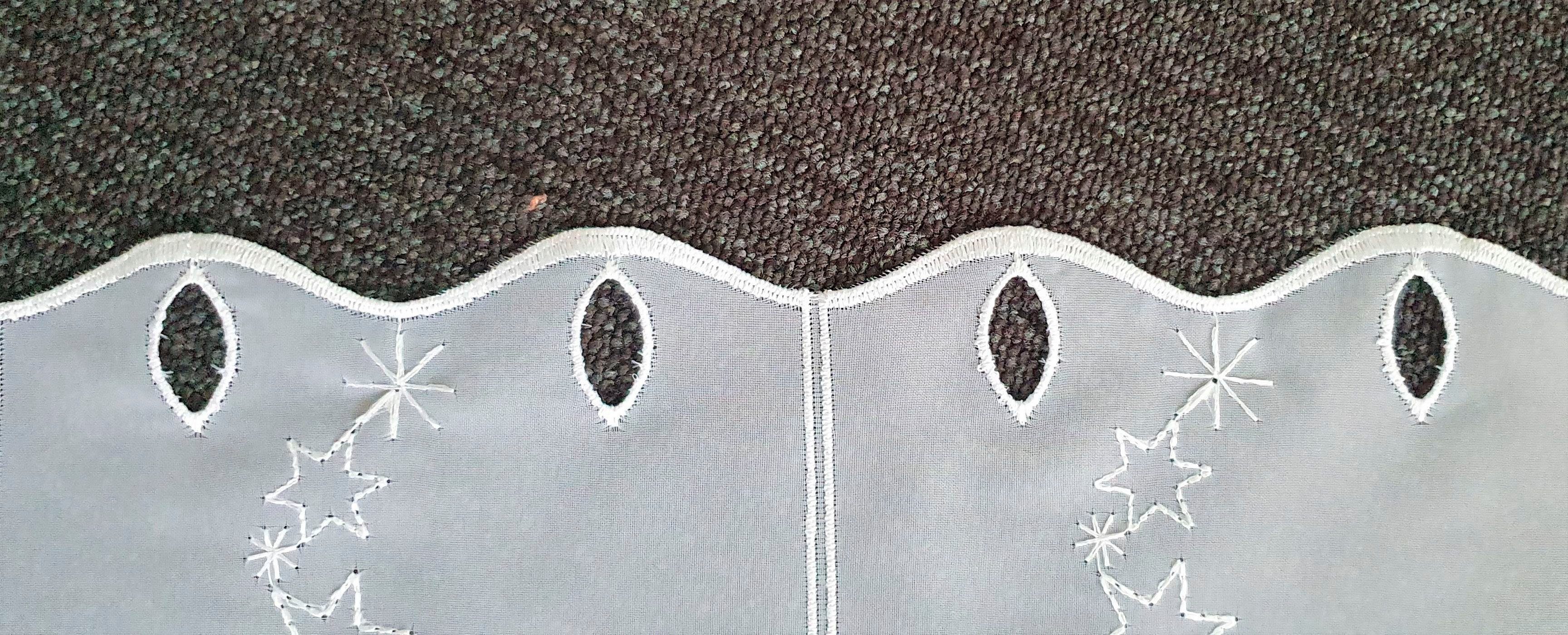 St), Voile (1 Stickereien halbtransparent, Plauen, Sternenglanz, Scheibengardine Stangendurchzug