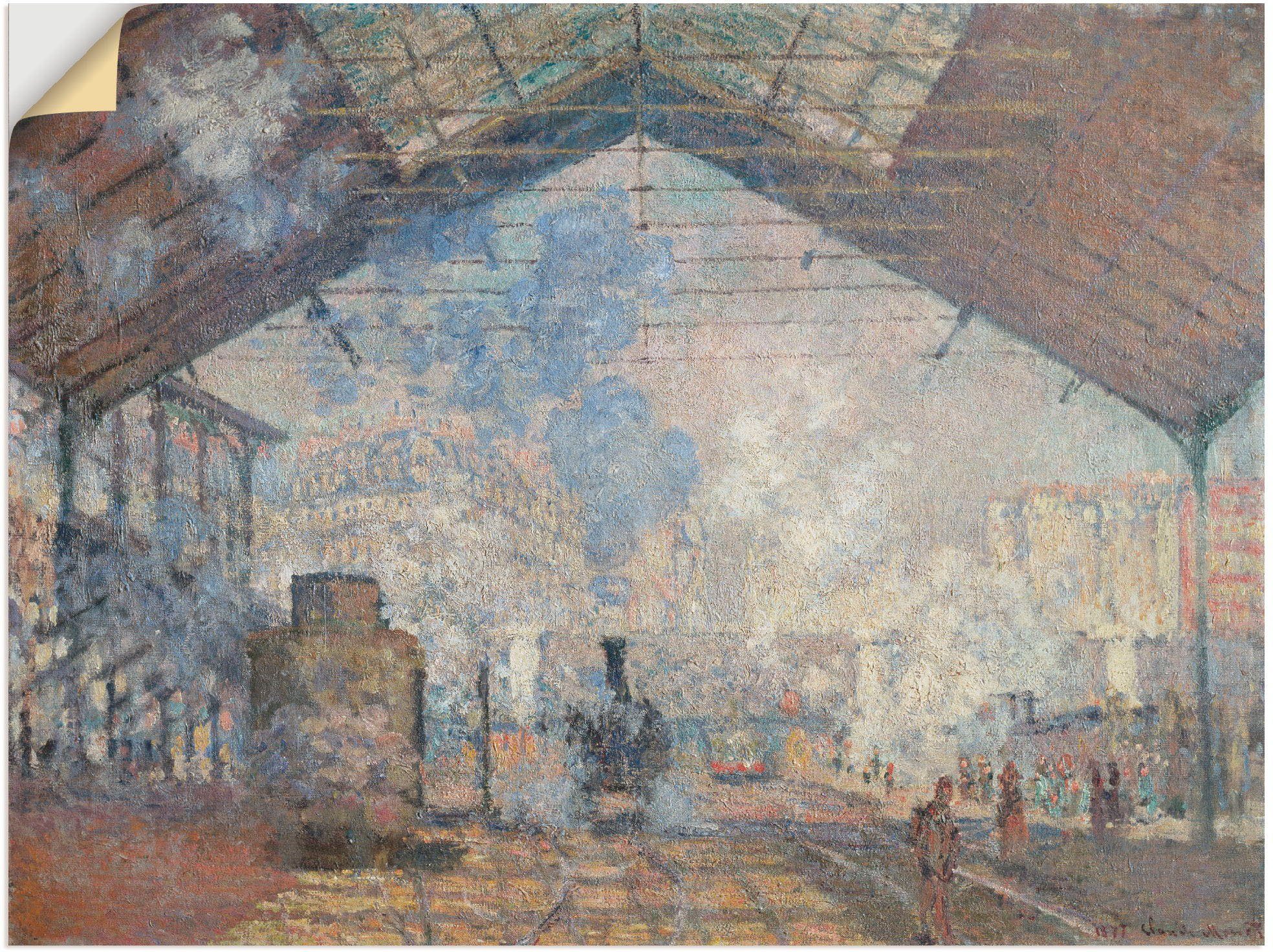 St), Poster Leinwandbild, Der als versch. 1877, Wandbild Bahnhof Größen Gebäude Artland Saint-Lazare. in Wandaufkleber oder (1