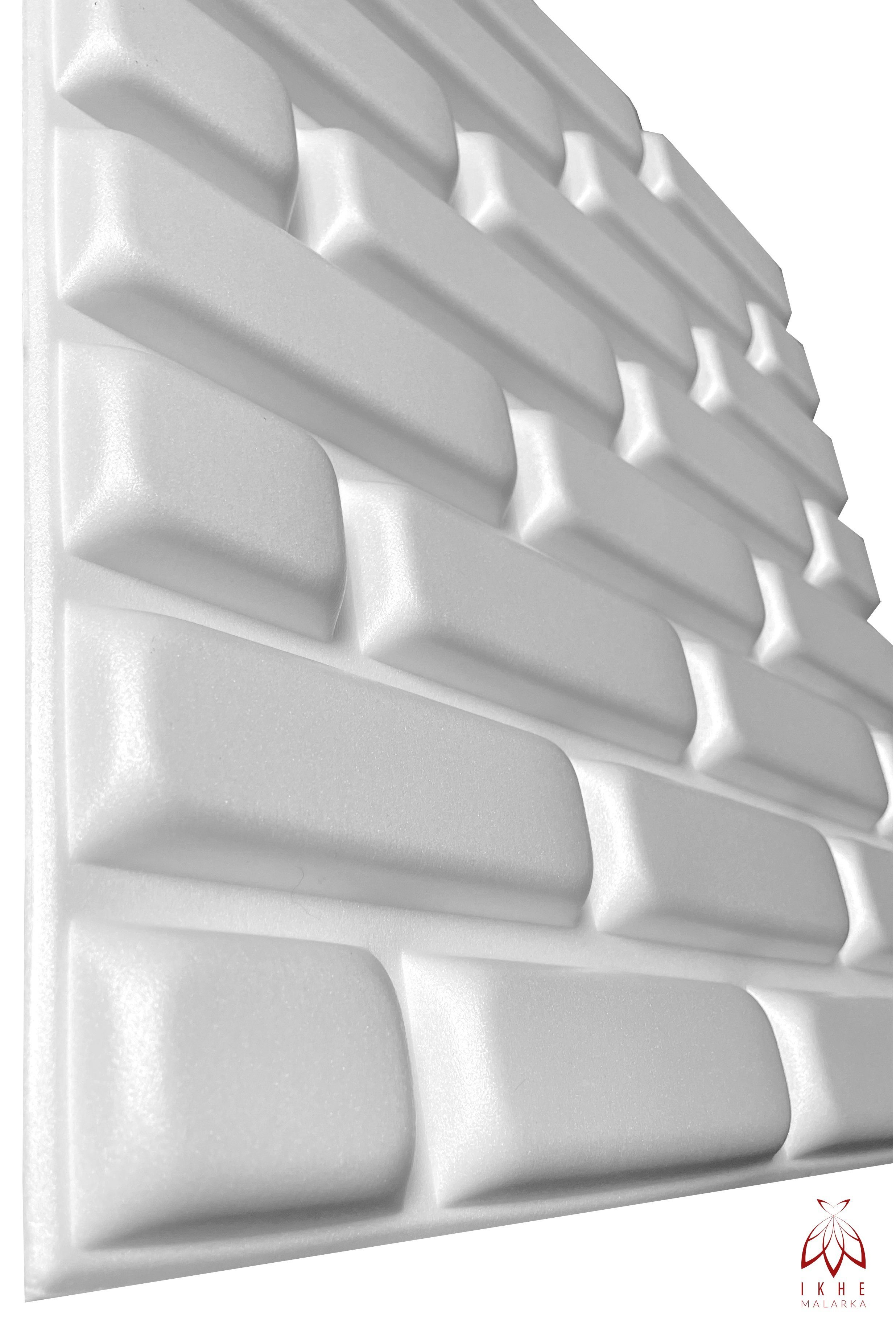 cm, Deckenpaneele Ziegel, Wandpaneel POLYSTYROL IKHEMalarka qm 2m²/8PCS 50,00x50,00 0,50 3D Wandpaneele White BxL: