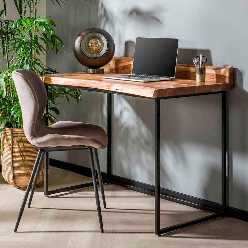 RINGO-Living Schreibtisch Massivholz Schreibtisch Peni in Natur-hell und Schwarz-matt, Möbel