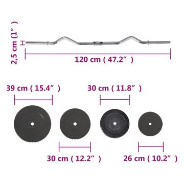 vidaXL Hantel Curlstange mit Gewichten 90 kg