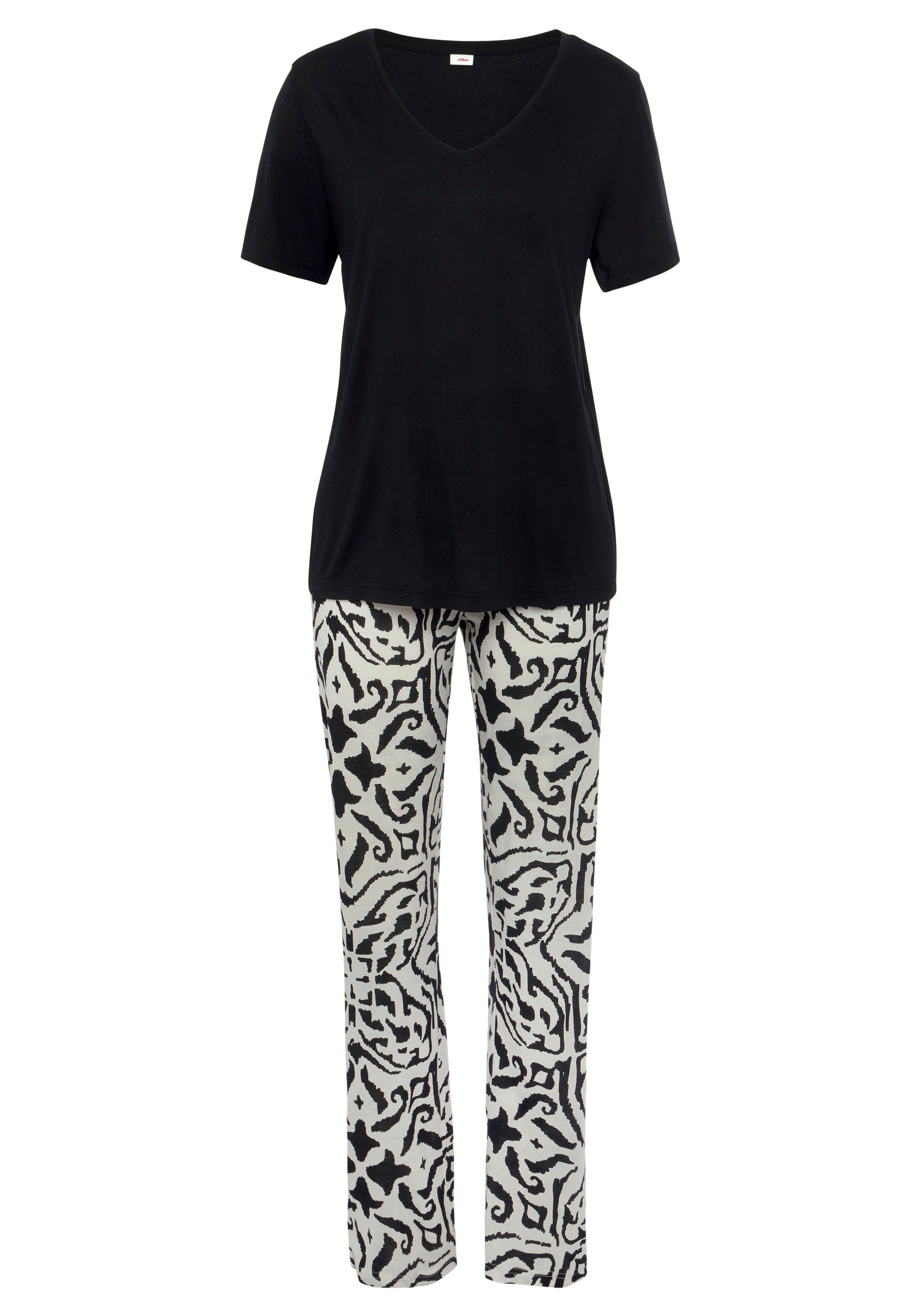s.Oliver Pyjama (2 tlg) mit floralem Ethno-Muster