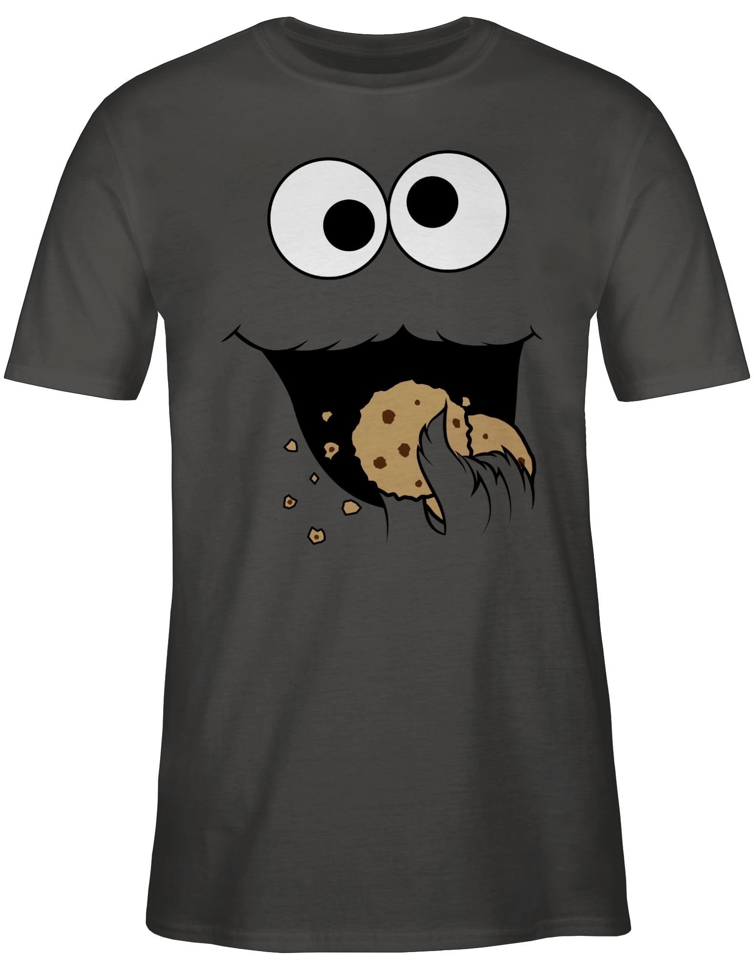 Shirtracer T-Shirt Karneval 3 Keks-Monster Fasching Dunkelgrau &