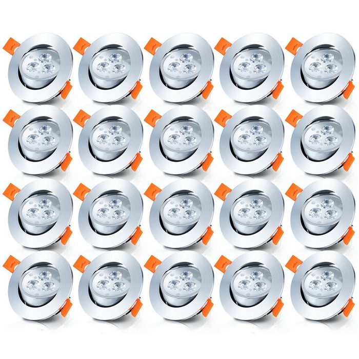 Clanmacy LED Deckenspots 3W LED Einbauleuchten Schwenkbar mit Aluminium Druckgussrahmen 6x Einbaustrahler Warmweiß 245lm