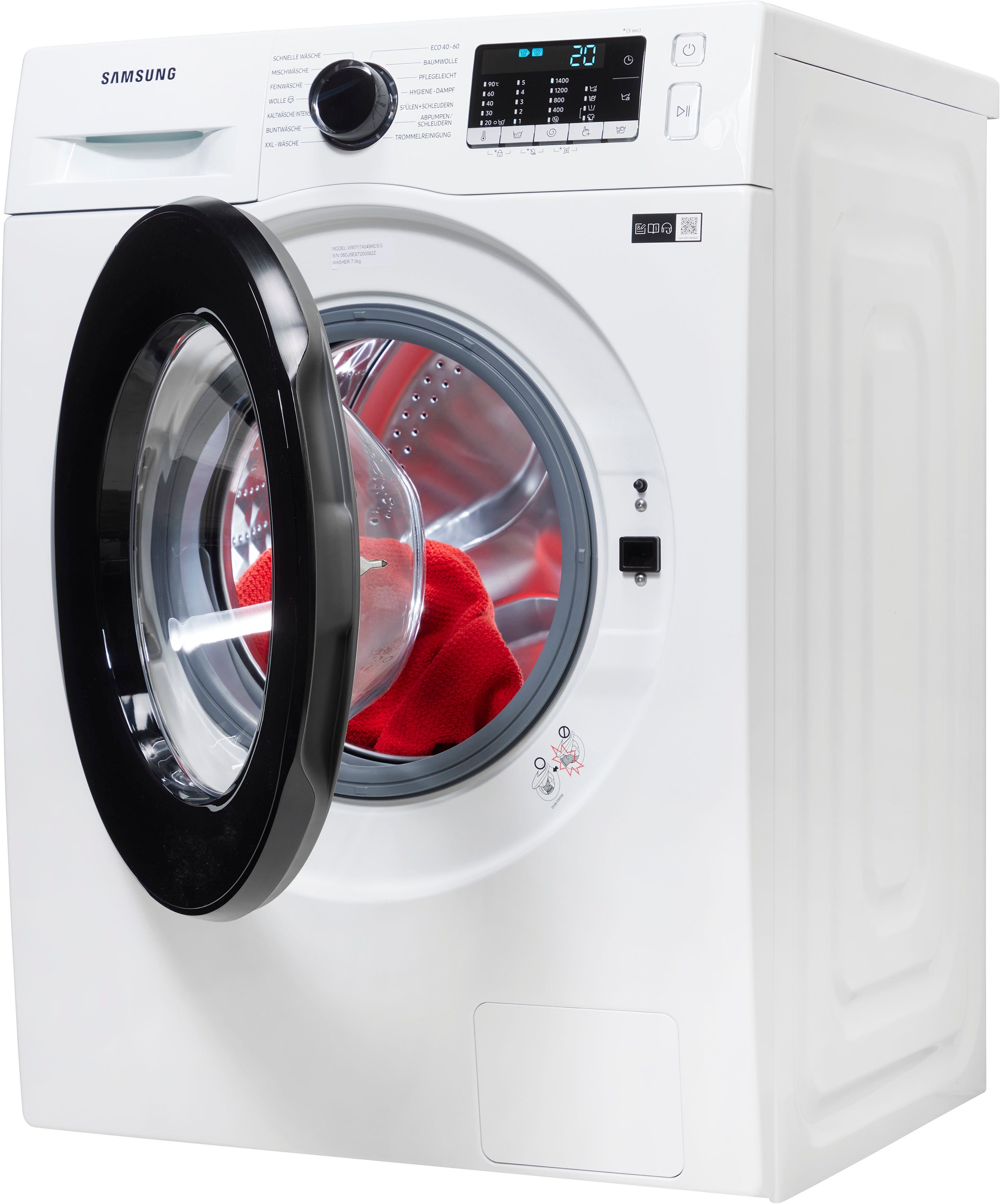 Samsung Waschmaschine WW71TA049AE, 7 kg, 1400 U/min, FleckenIntensiv- Funktion