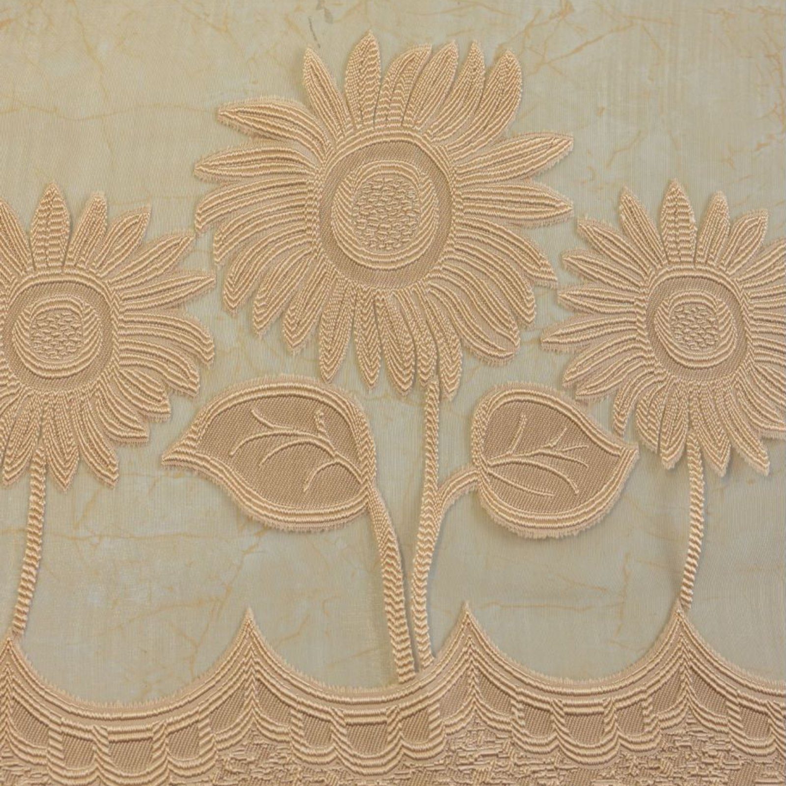 Gardine, (2 Ösen halbtransparent, Gold, HOMEIDEAS, 140 cm St), 175 Polyester, Sonnenblume, hohlbestickt, ×
