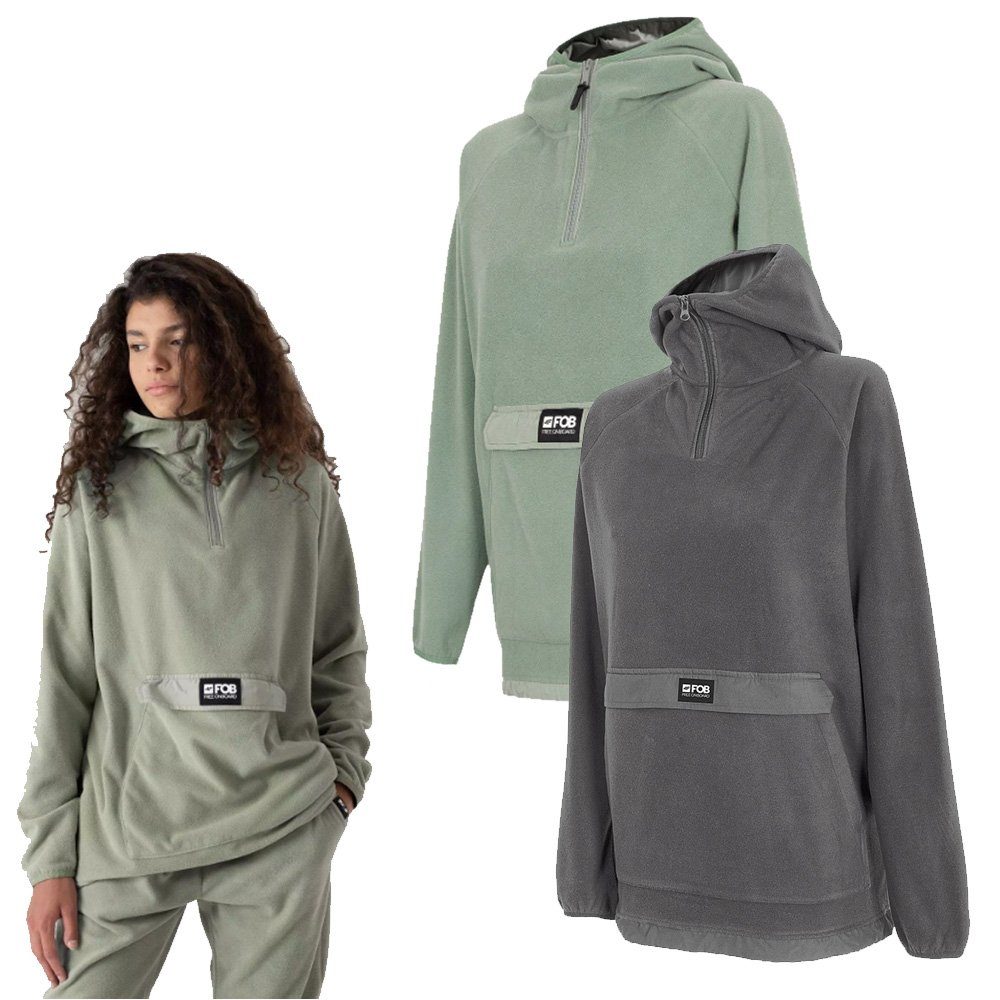 4F Strickfleecejacke 4F FOB - Damen Fleece Pullover Half Zip Hoodie grau