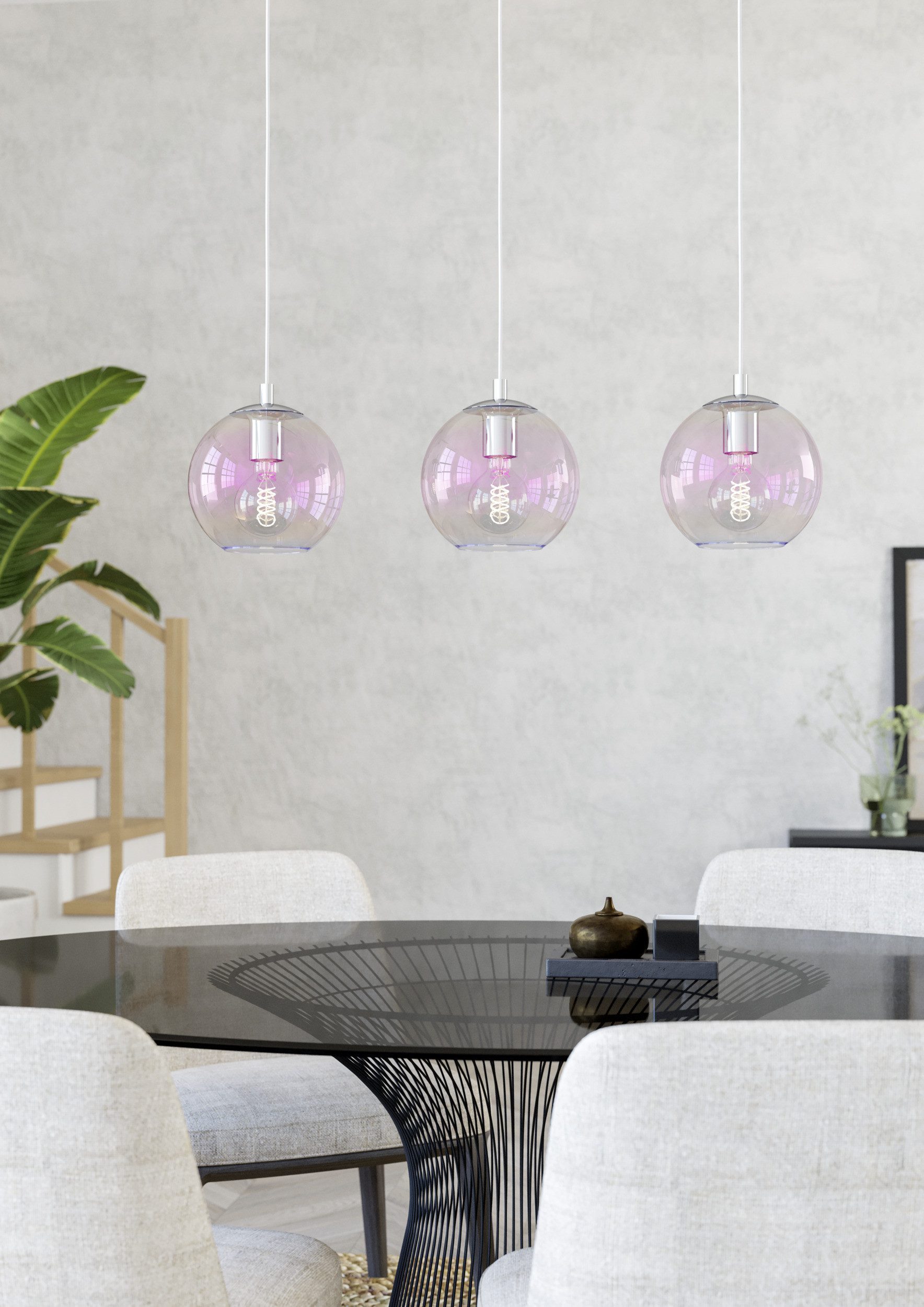 EGLO Hängeleuchte ARISCANI 2 Pendellampe - Stahl - E27 - 3X60W - IP20, ohne Leuchtmittel, Hängelampe, Deckenlampe, Wohnzimmer, Esszimmer, L76,5 x B16,5 x H110cm