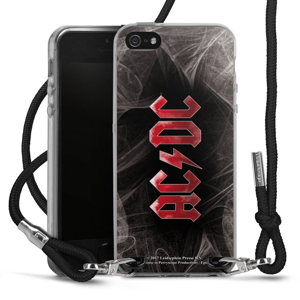 DeinDesign Handyhülle ACDC Logo Fanartikel ACDC White Dust, Apple iPhone 5 Handykette Hülle mit Band Case zum Umhängen