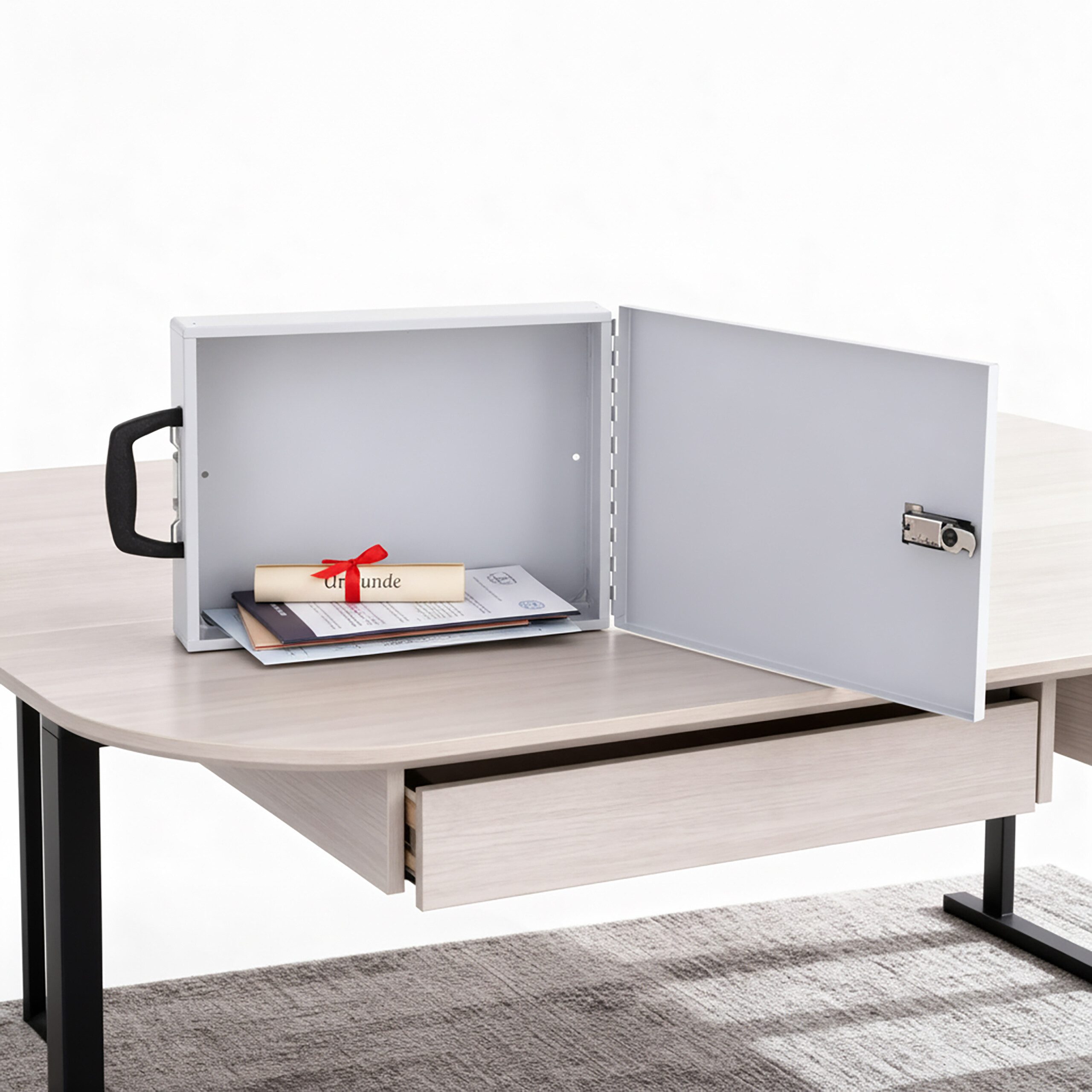 relaxdays Dokumententasche Dokumentenkassette DIN A4, Hellgrau