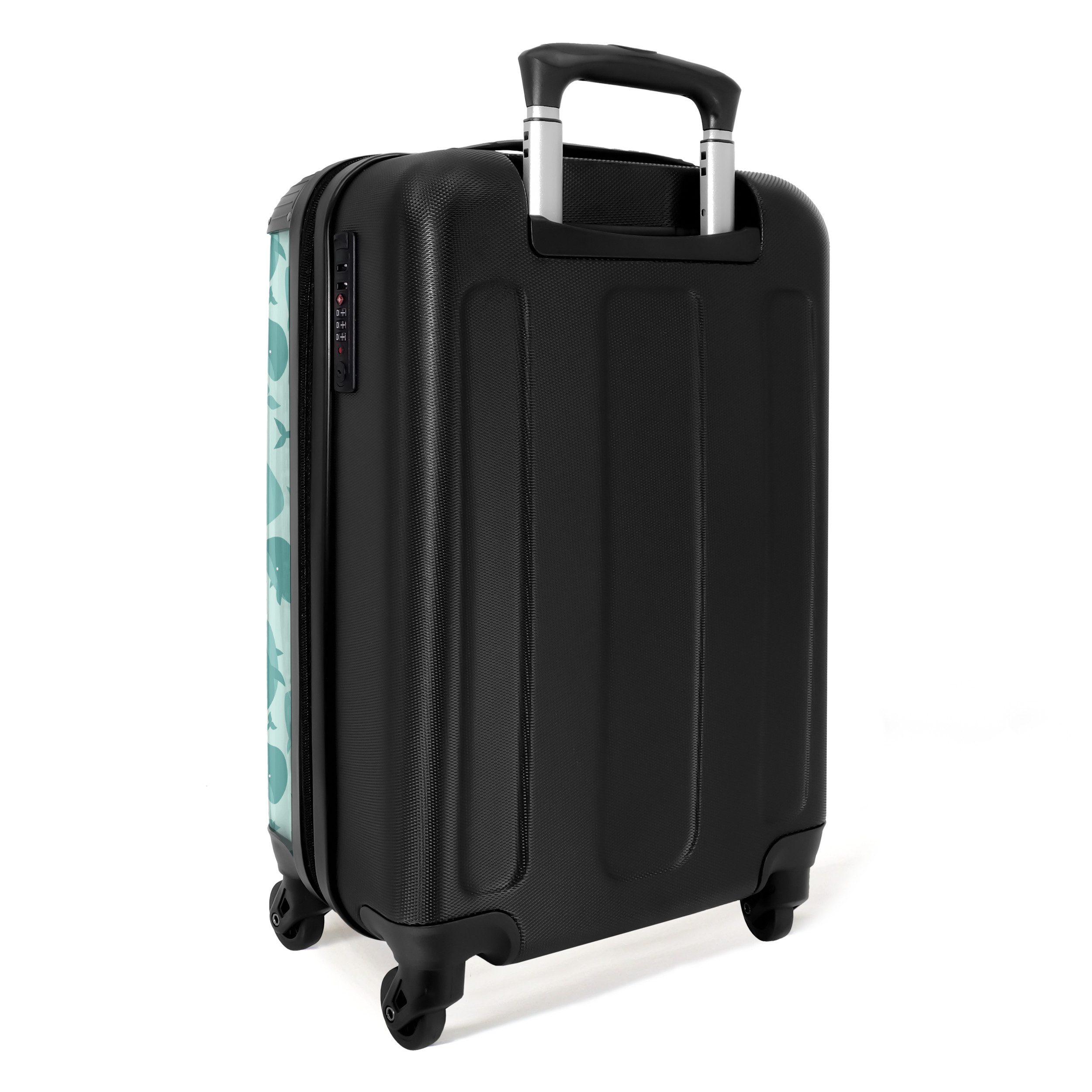 NoBoringSuitcases.com© Kinderkoffer Stilisierte Wale in tonalen Meeresgrüntönen 55x35x20cm, 4 Rollen, Kinder Koffer Klein, Trolley Handgepäck, Reisekoffer