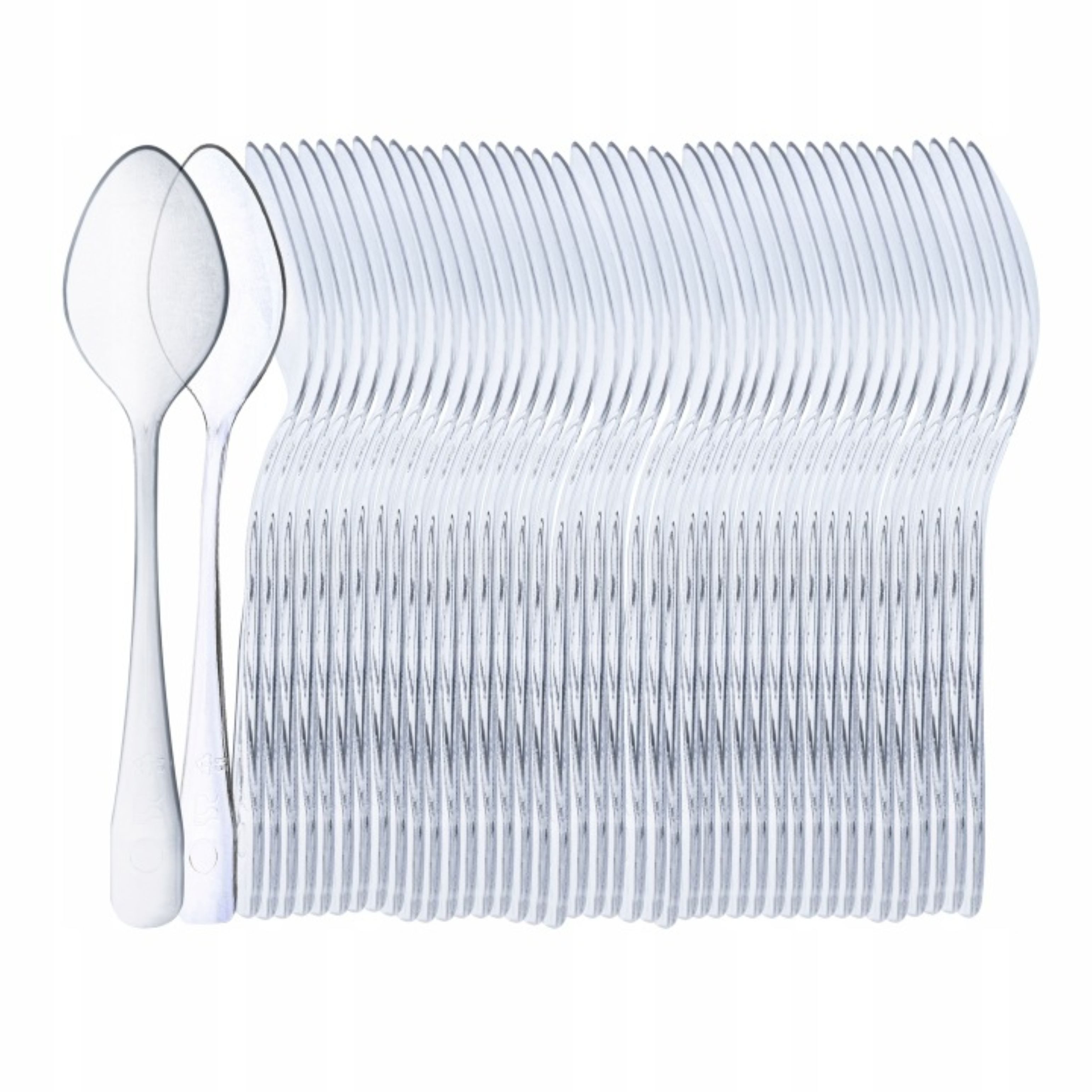 AllBag Plastikbindegerät 50 transparente Plastiklöffel 12 cm Mehrweg Party Besteck PS – Bild 2 von 3