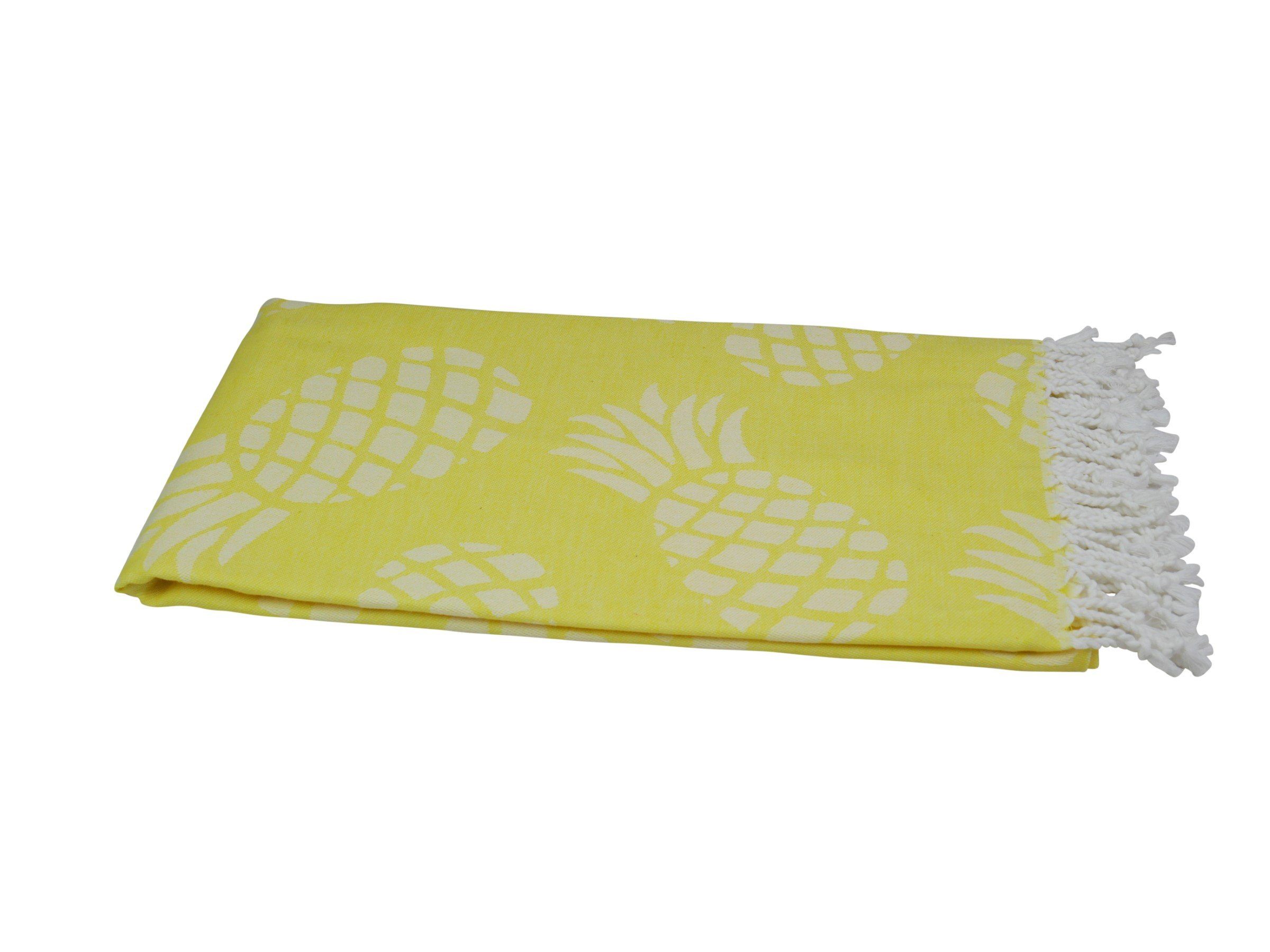 Hamamtuch weich Hamamtücher Baumwolle Baumwolle my cm gelb "Pineapple", (1-St), Hamam saugstark 100x175 und