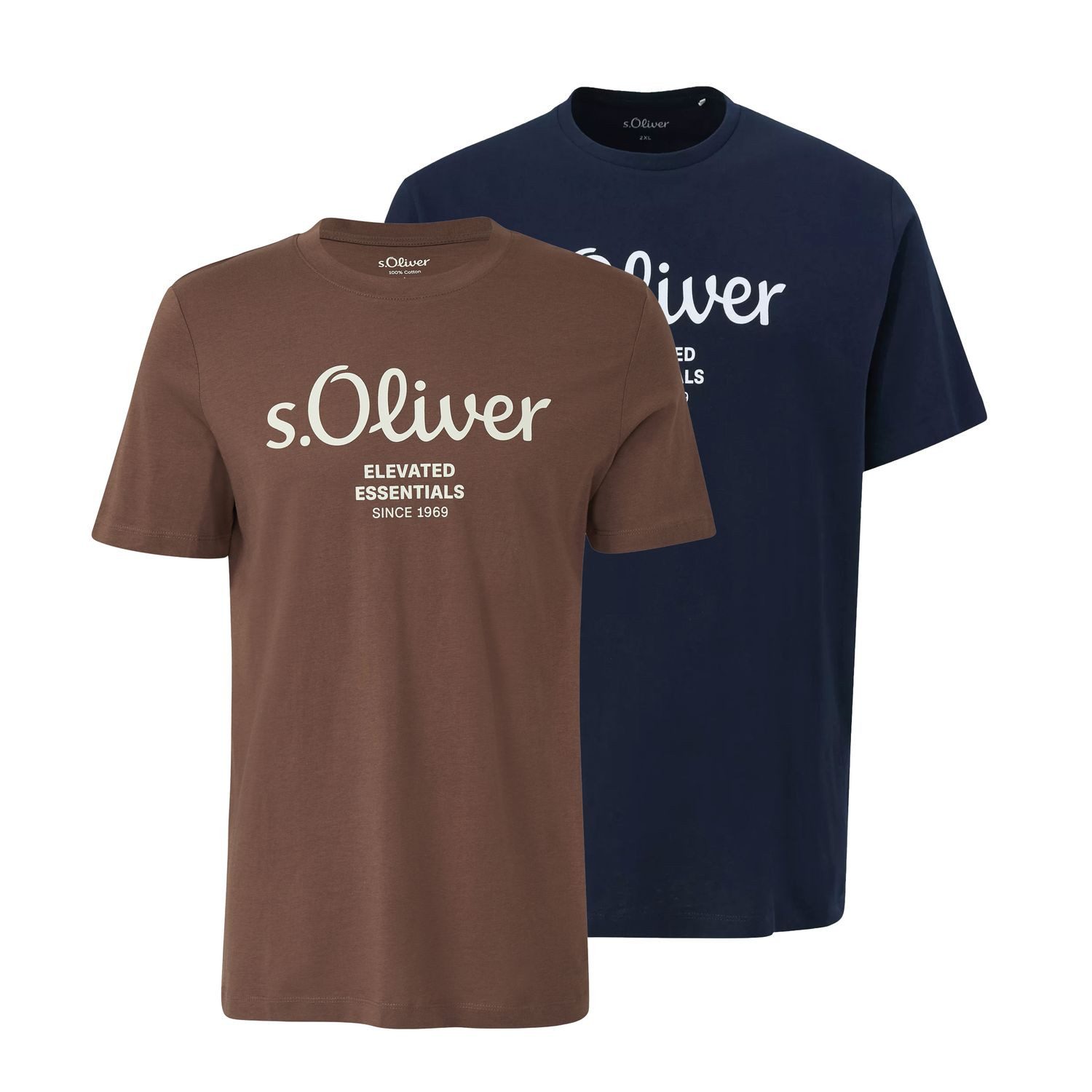 s.Oliver T-Shirt Casual (2-tlg) mit Rundhals-Ausschnitt, kurzarm, Logo-Aufd günstig online kaufen