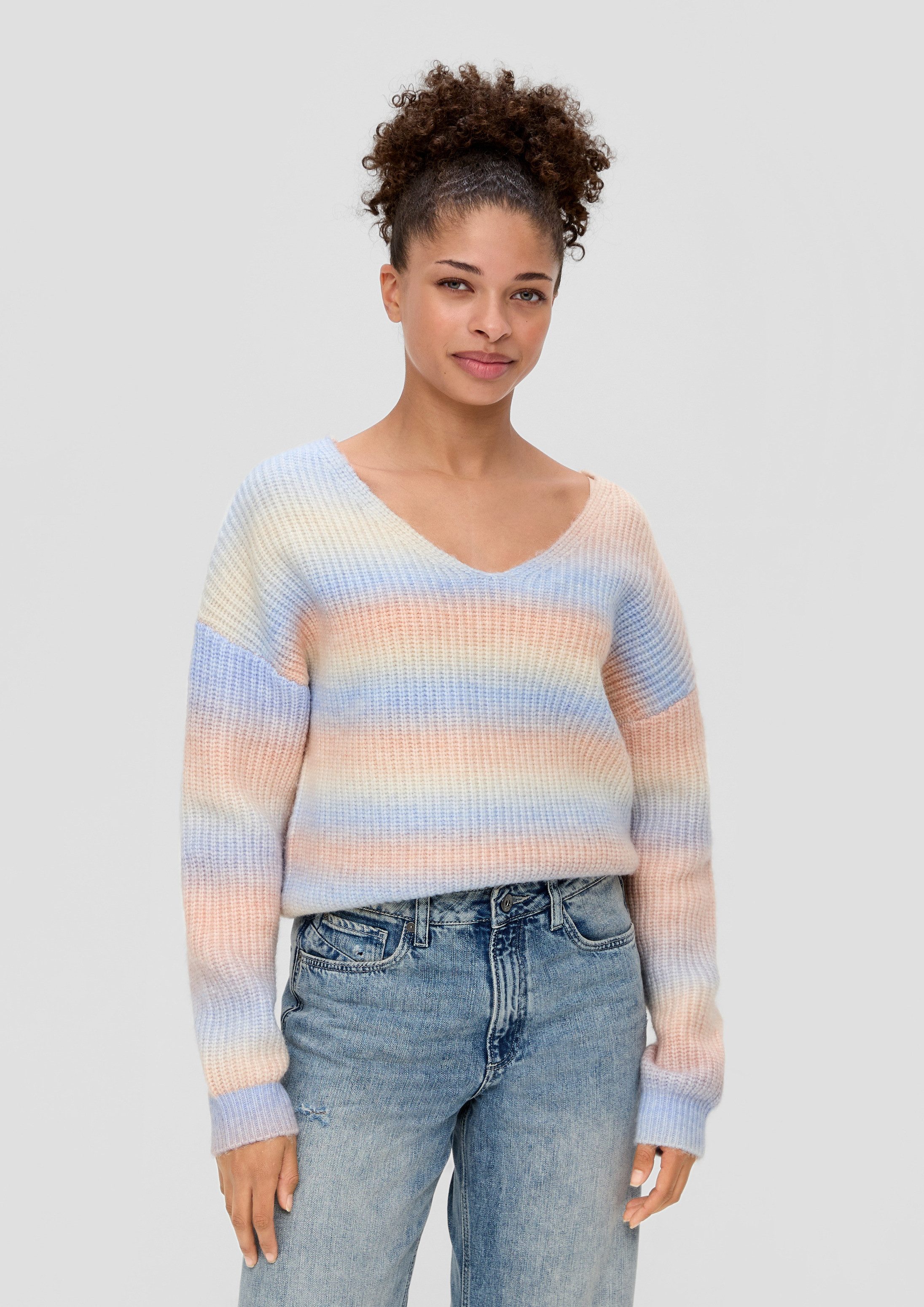 QS Longpullover Strickpullover Strickpullover mit Farbverlauf