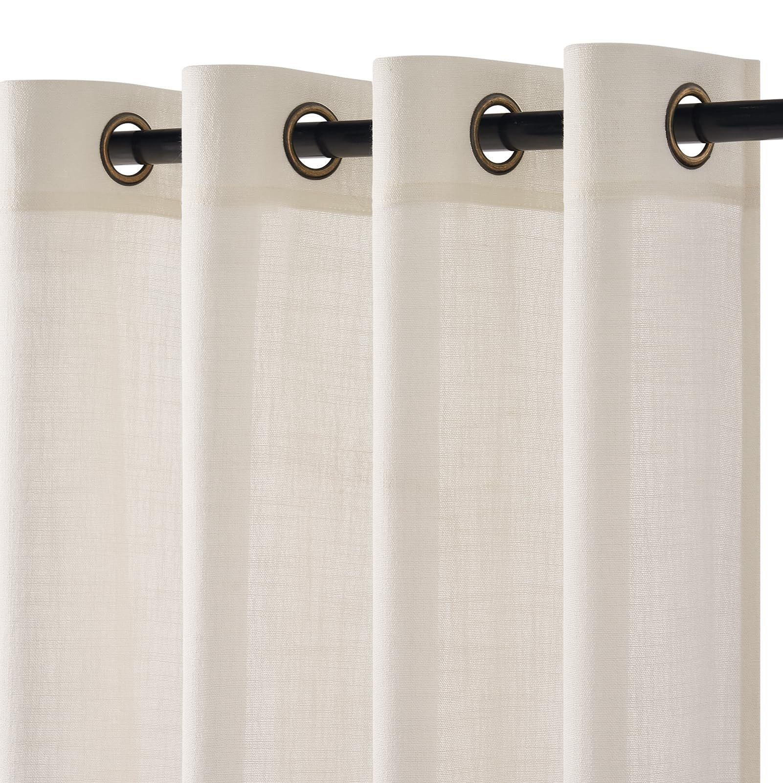Topfinel Gardine wohnzimmer modern ösenvorhänge schlafzimmer leinen halbtransparent (2 St), Ösen, halbtransparent, gardinen leinenoptik Weiß 140x160cm Esszimmer