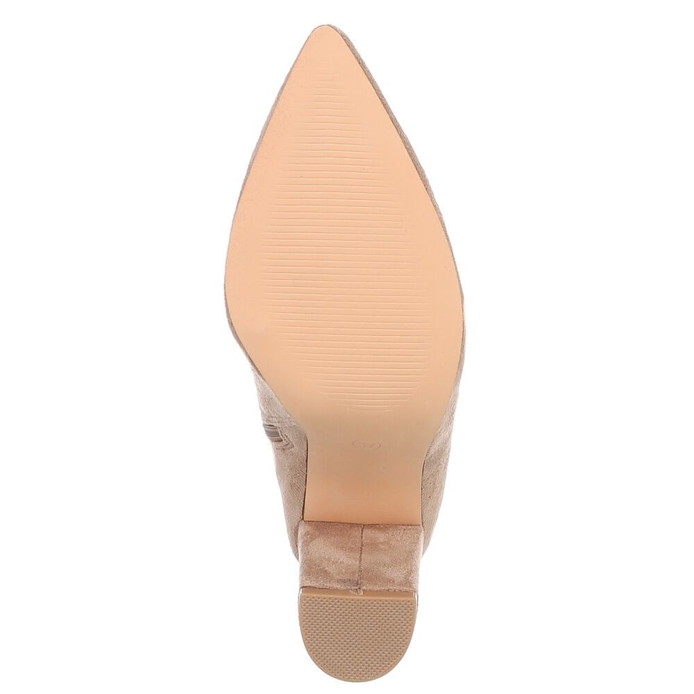 Ital-Design Damen Elegant High-Heel-Stiefelette (85255544) Blockabsatz High-Heel Stiefeletten in Beige