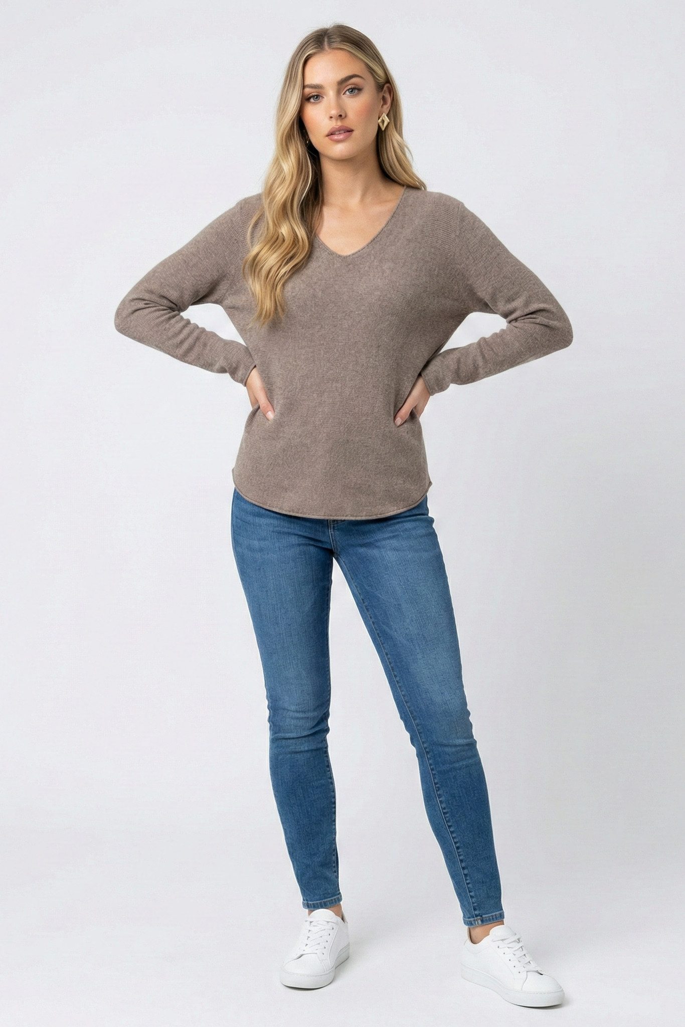 Kendindza Collection V-Ausschnitt-Pullover Damen Strickpullover V-Ausschnit günstig online kaufen