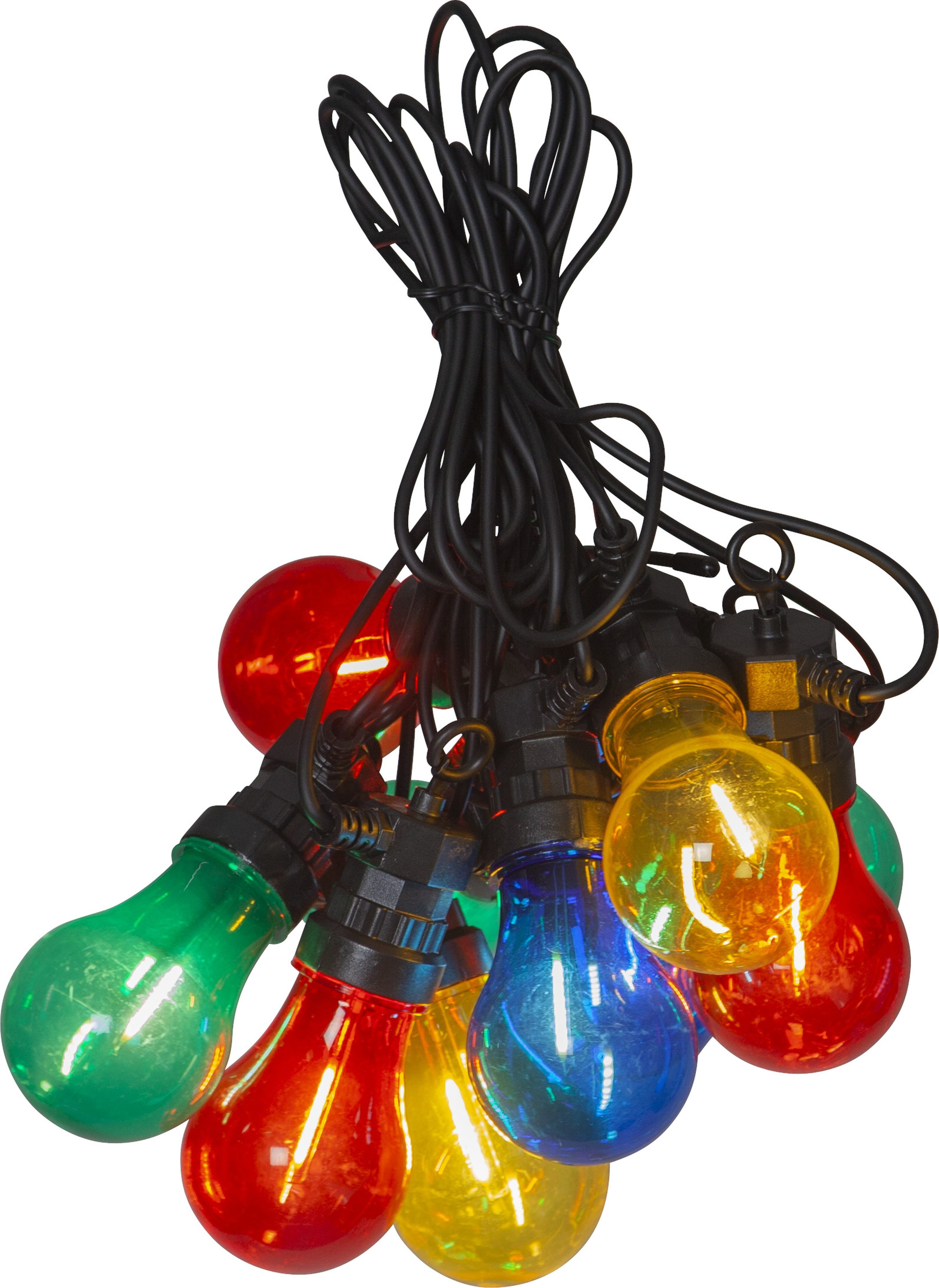 STAR TRADING LED-Lichterkette Circus Filament, 10-flammig, ca. 15x6 cm, ca. 4,05 m Länge, mit Trafo, outdoor, Vierfarb-Karton