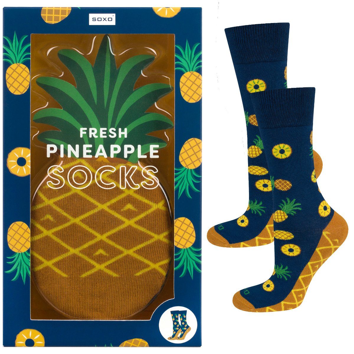 Soxo Socken Lustige Socken Damen Funny Socks In Einem Box 2 Größen Ananas