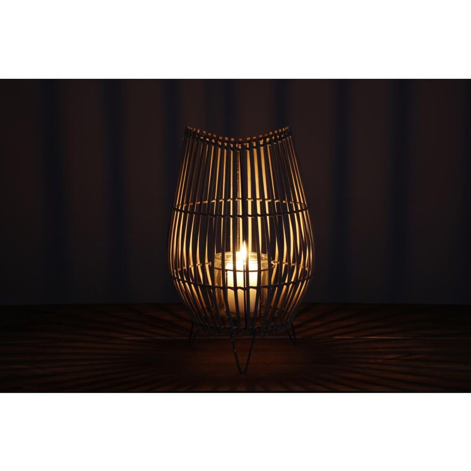 Windlicht Kerzenlaterne Lampe 2x Kerzenhalter Laterne Bambus Beleuch Innendekoration BURI